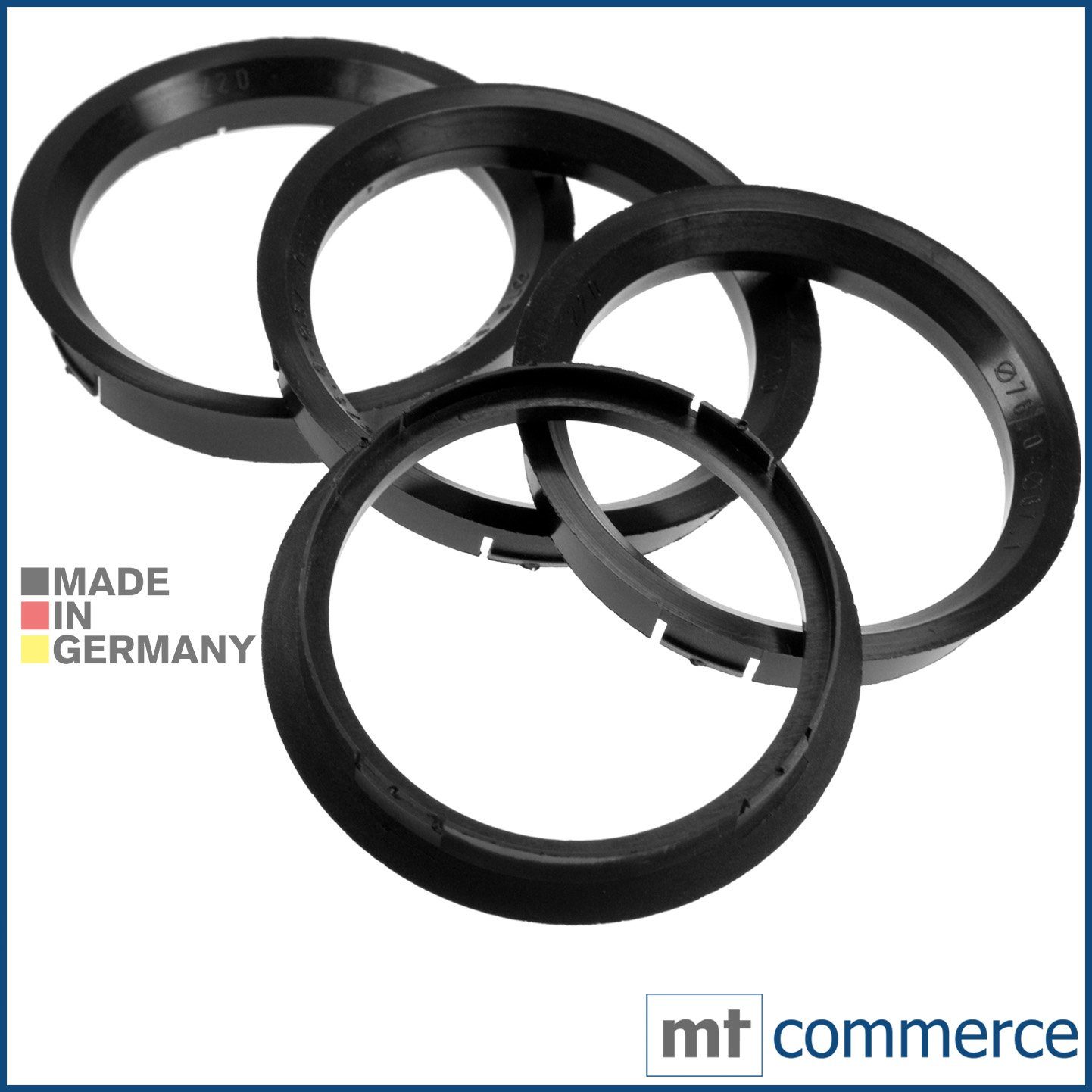 mm 67,1 Zentrierringe Reifenstift Germany, 4X in Felgen Maße: 76,0 x Ringe schwarz RKC Made