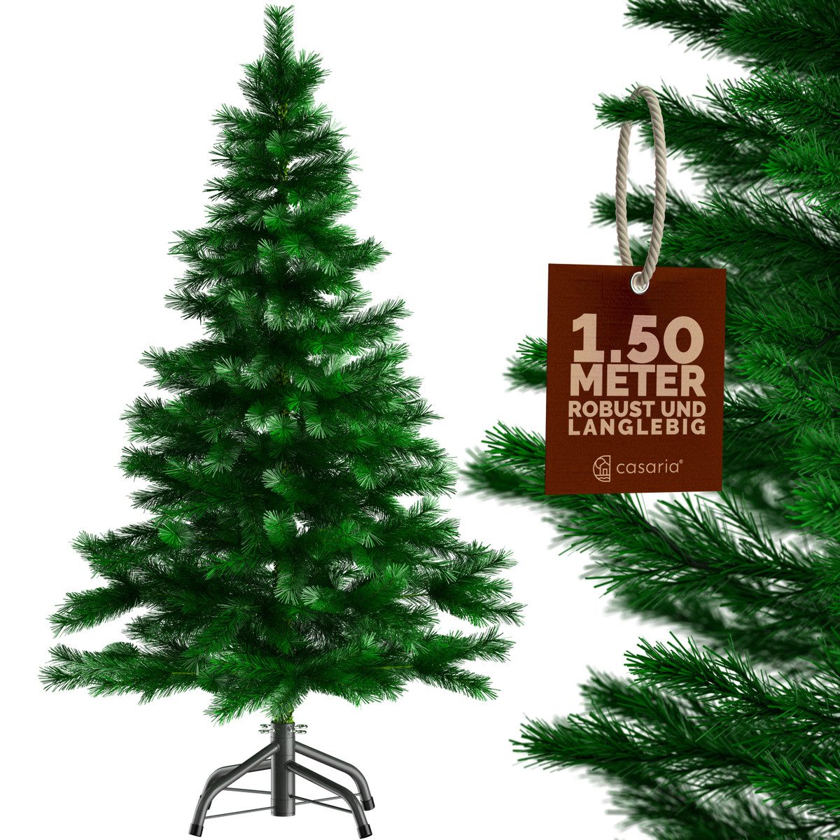 Casaria Künstlicher Weihnachtsbaum, 150 cm mit Metallständer 310 Spitzen Schneller Aufbau Weihnachten