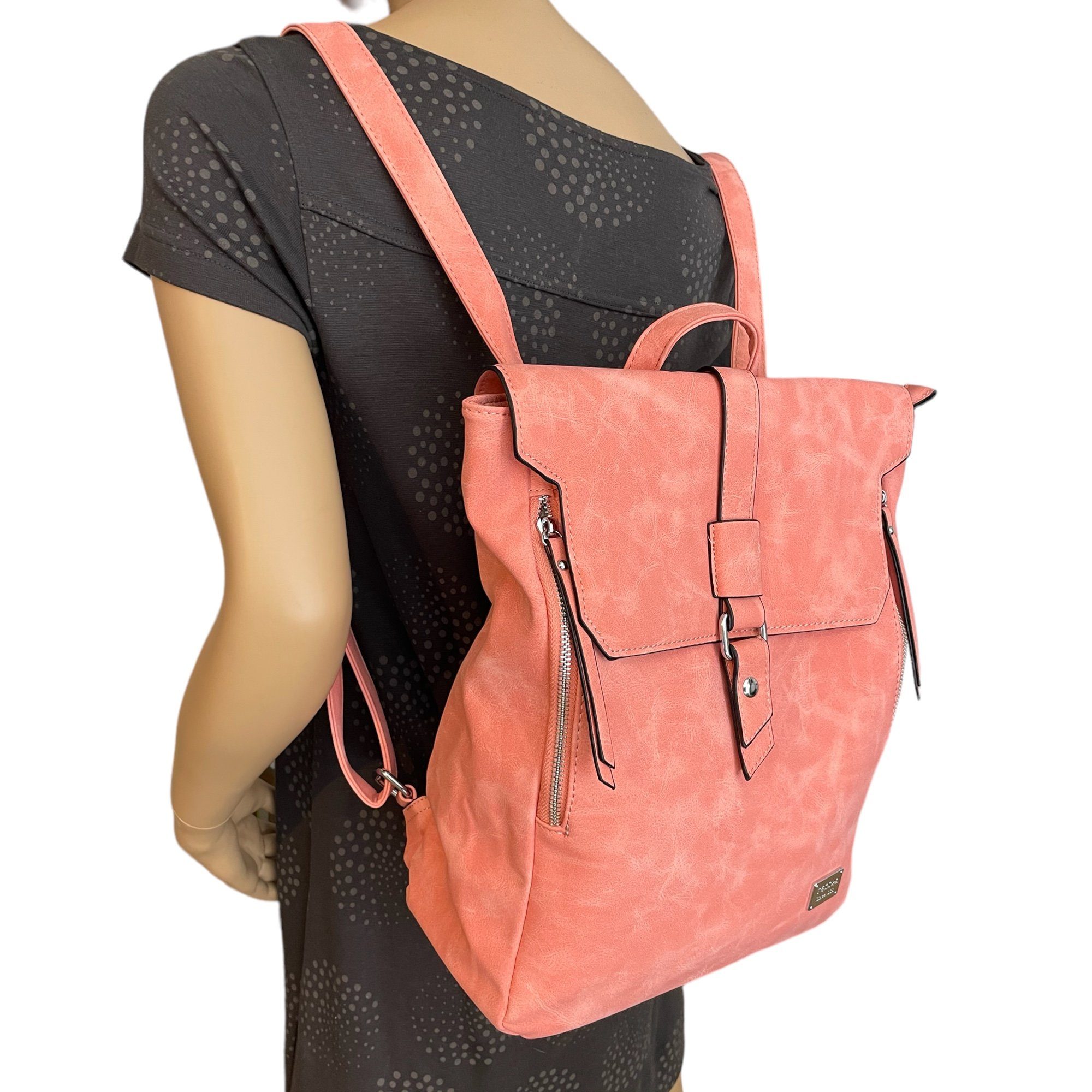 Taschen4life Cityrucksack 2in1 Damen Multifunktions Rucksacktasche D5768, Rucksack & Umhängetasche in Einem