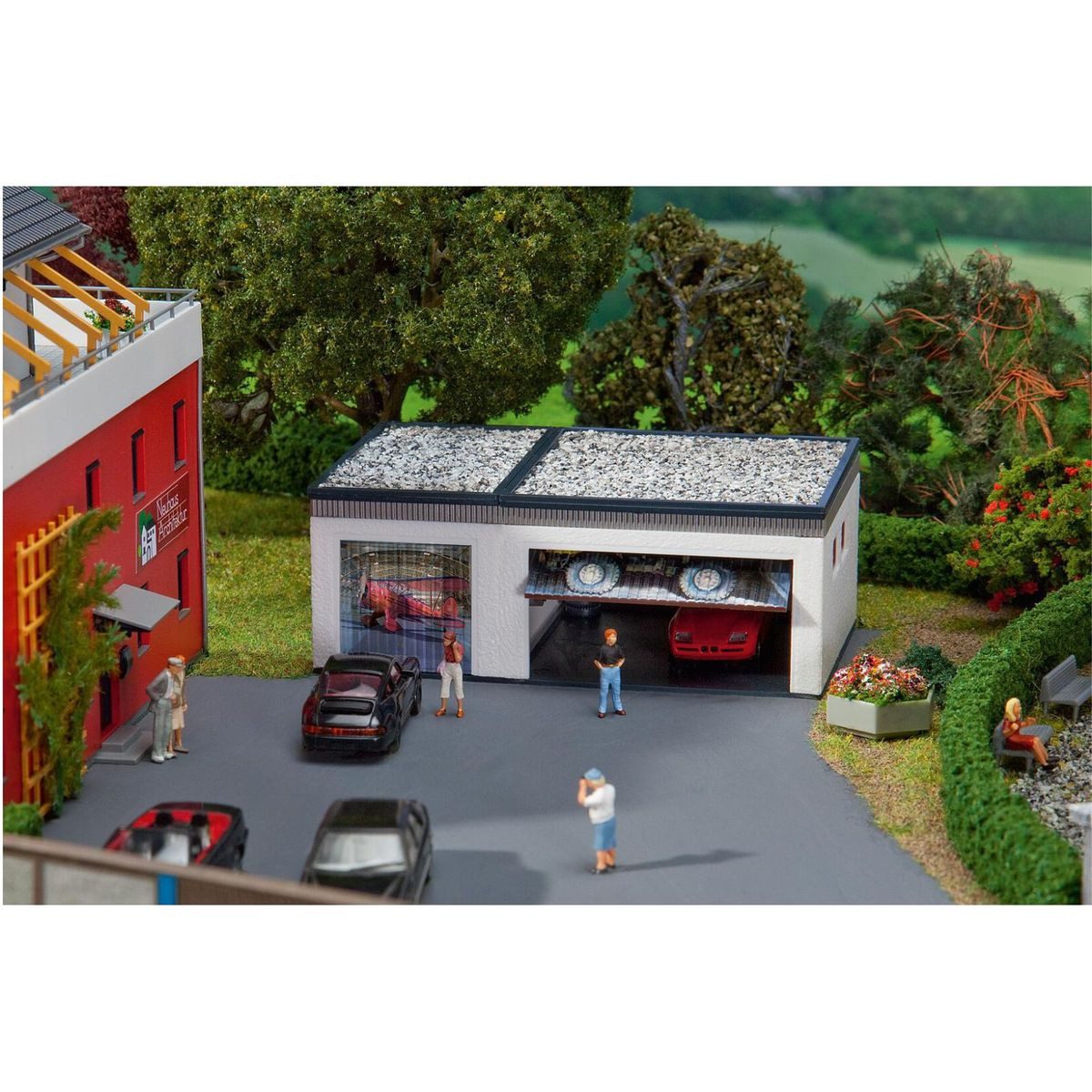 Faller Modellbausatz Faller 130319 Doppelgarage mit Antriebsteilen H0