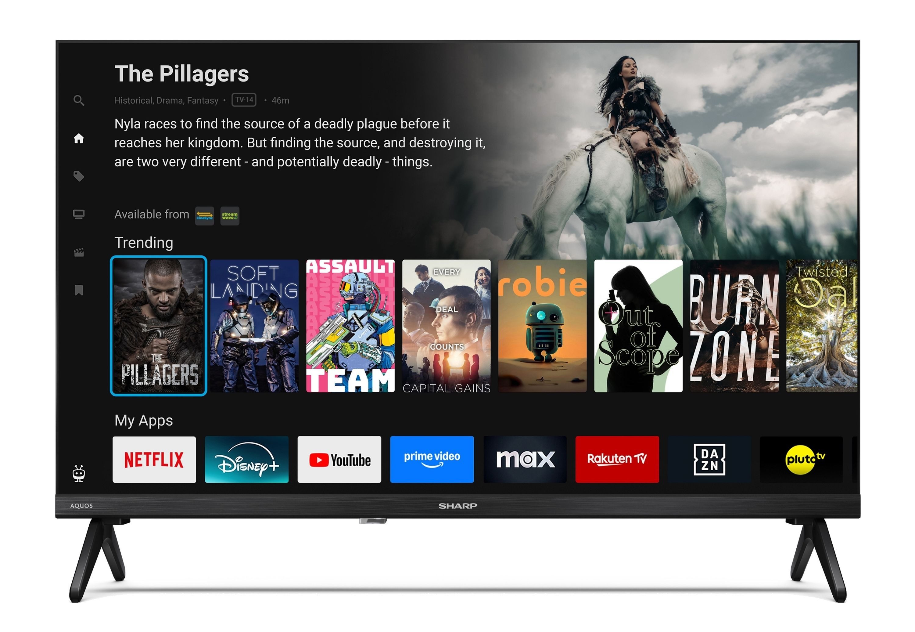 Sharp 24HE2745E LCD-LED Fernseher (60 cm/24 Zoll, HD-ready, Smart TV powered by TiVo, Smart TV powered by TiVo, HDR, Triple-Tuner)