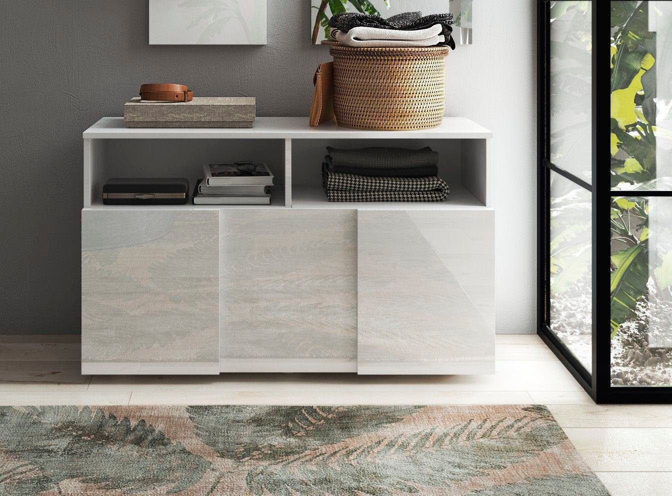 Home affaire Garderobenschrank Dama, Breite 91 cm, Höhe 51 cm, Schuhbank 1 Klappe Garderobenbank, Front in 3D-Optik