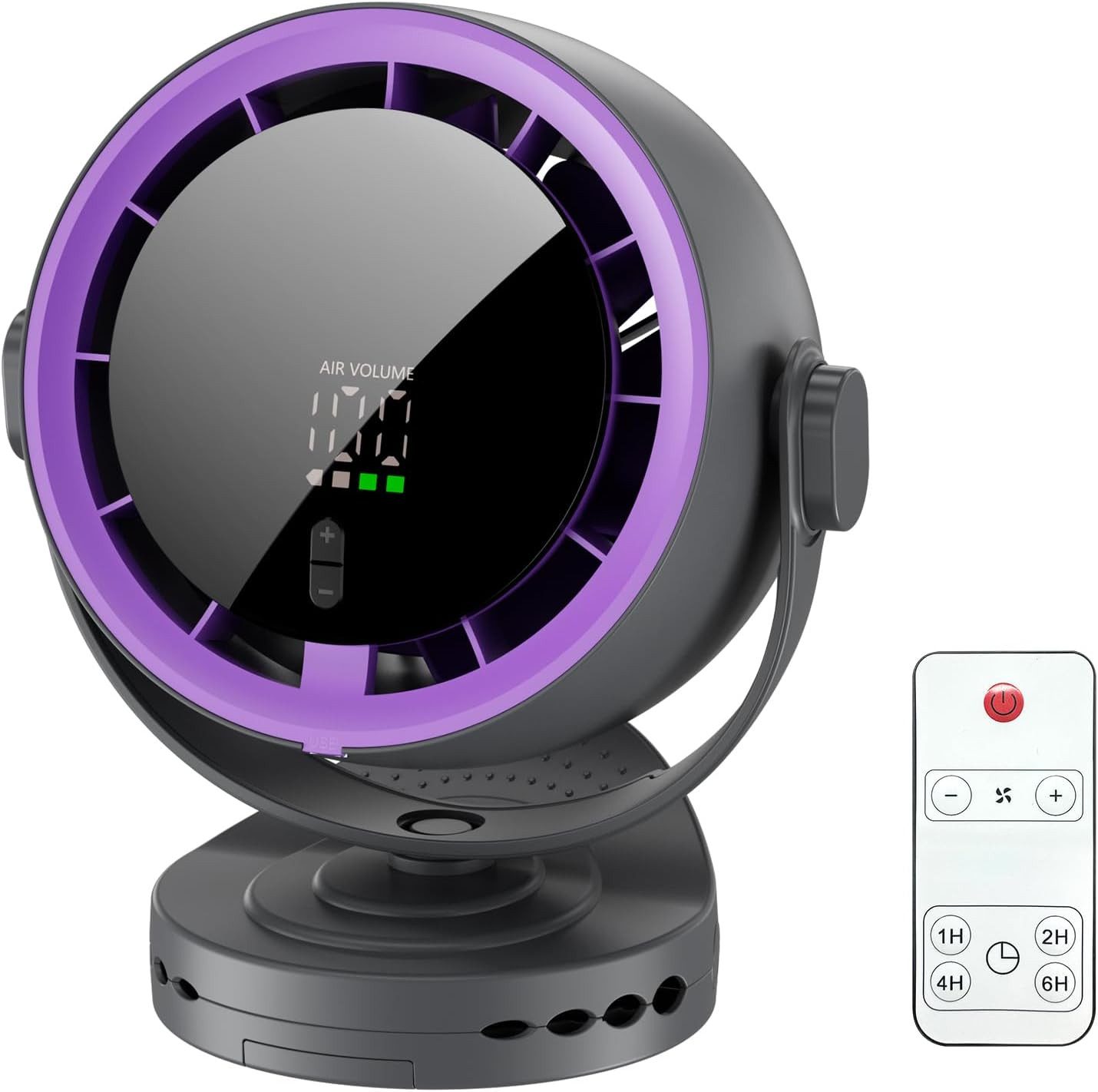 FELIXLEO Tischventilator USB Ventilator 3 in 1, 5000mAh Akku mit Fernbedienung 5 Stufen, Grau