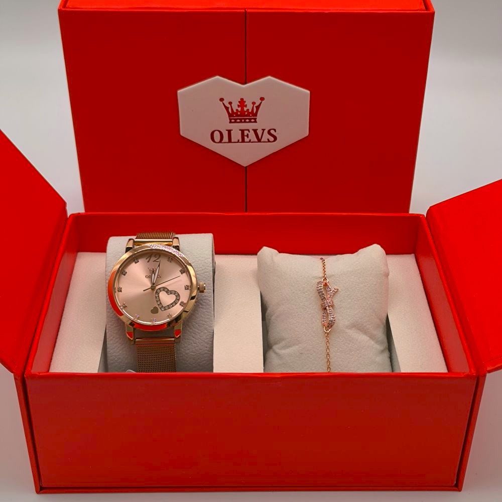 OLEVS Quarzuhr Ostern Muttertag Olevs Geschenkset 5189 Damenuhr Rosé Armban günstig online kaufen