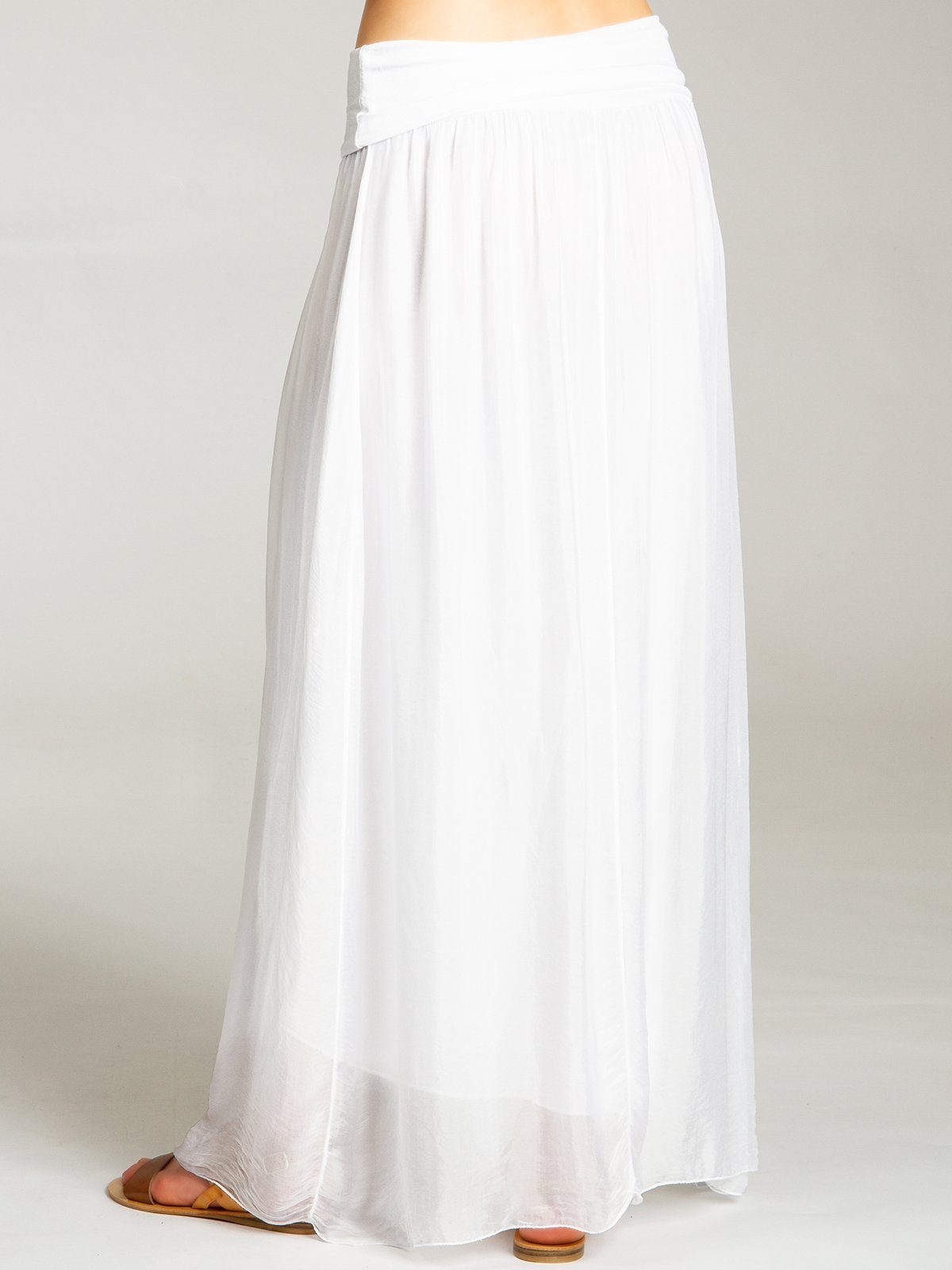 Caspar Faltenrock RO025 eleganter leichter Damen Sommer Rock mit Seidenanteil mit figurfreundlichem Stretch Bund - Made in Italy