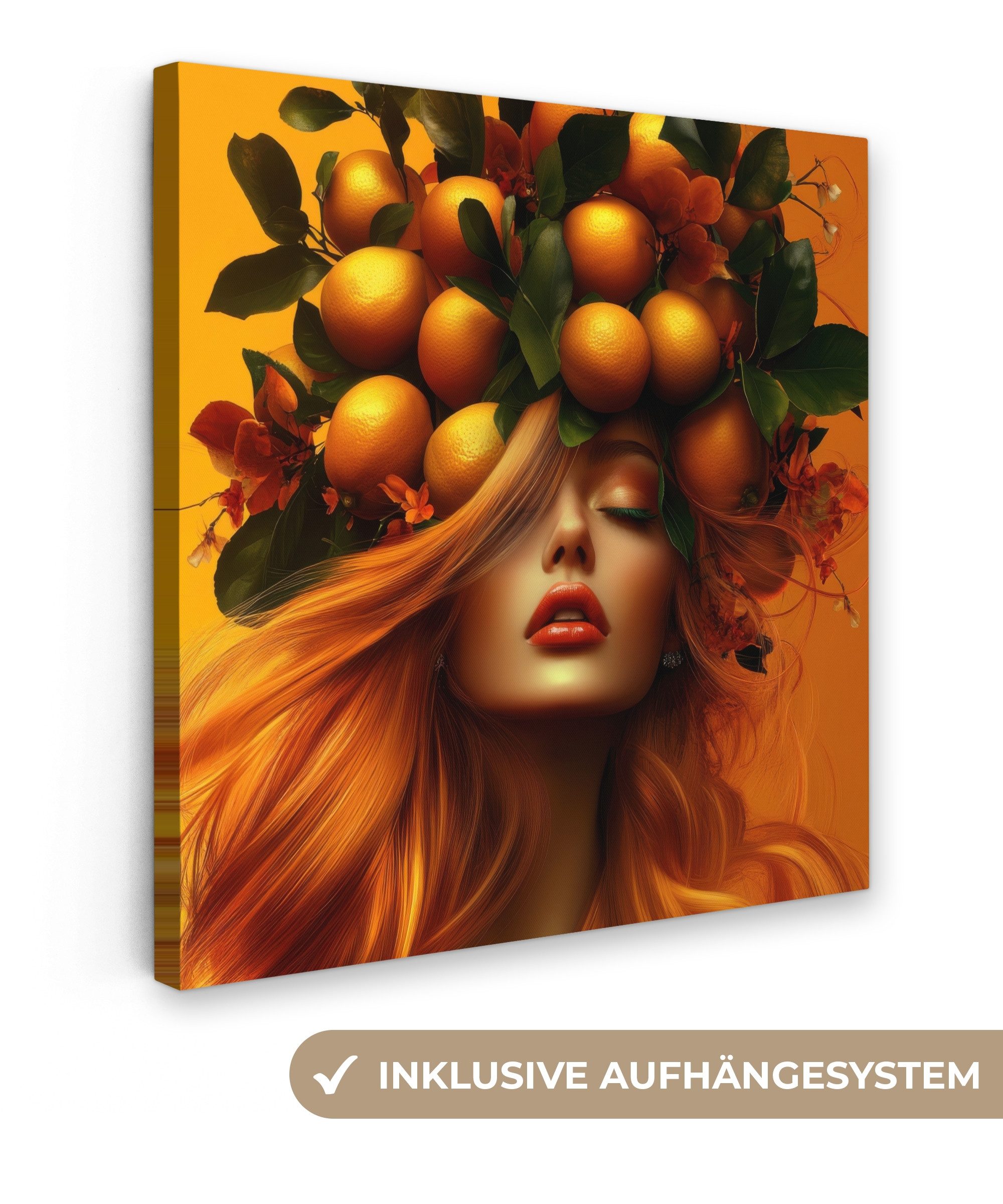 OneMillionCanvasses® Leinwandbild Frau - Zitronen - Blüte - Gelb - Küche, F günstig online kaufen