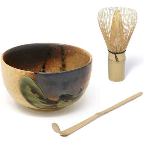 Quertee Teeschale Matcha Set - Matcha Schale + Chasen - Matchabesen + Bambuslöffel