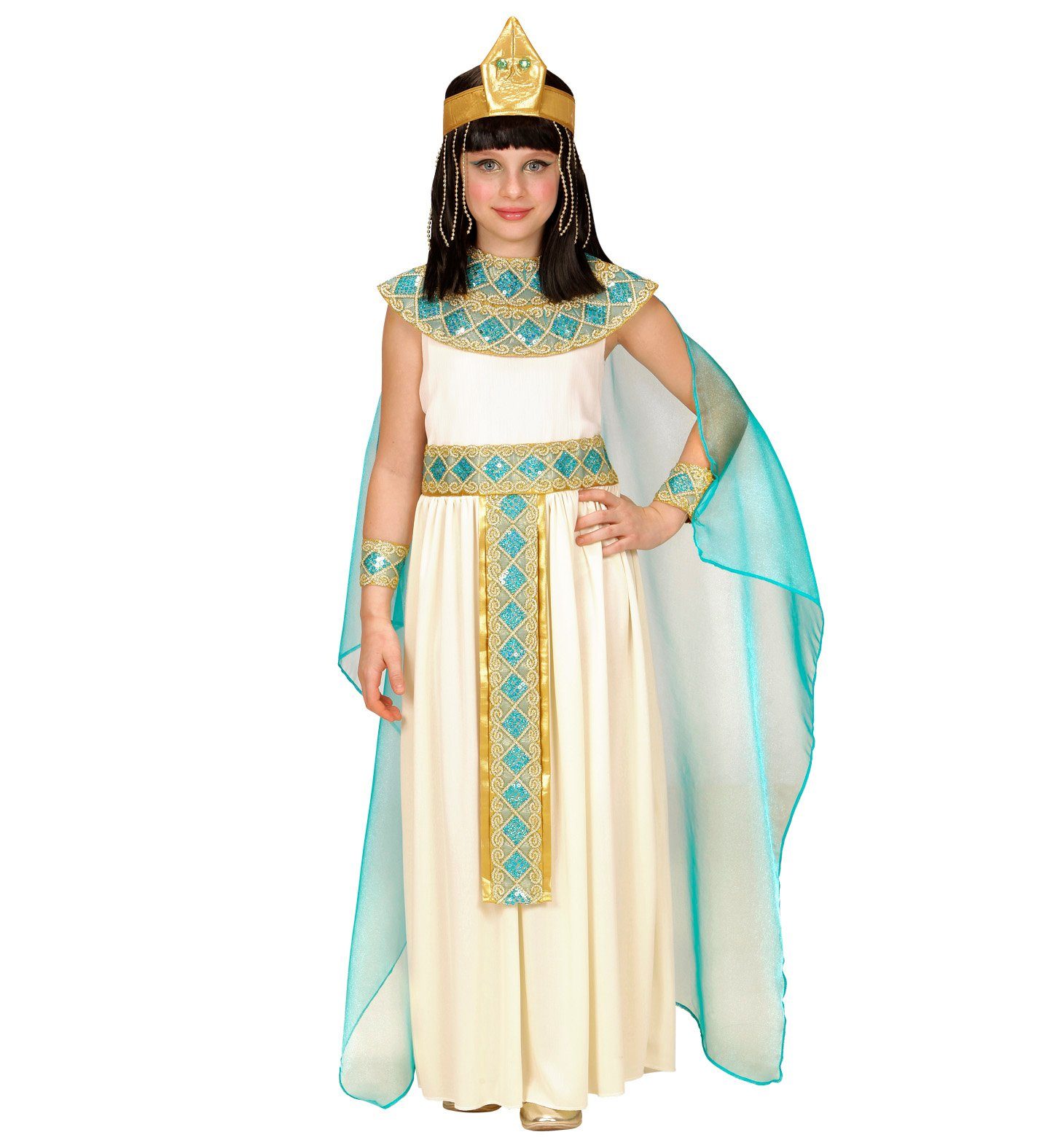Widmann S.r.l. Kostüm Cleopatra Kinderkostüm 5-teilig, Weiß Gold