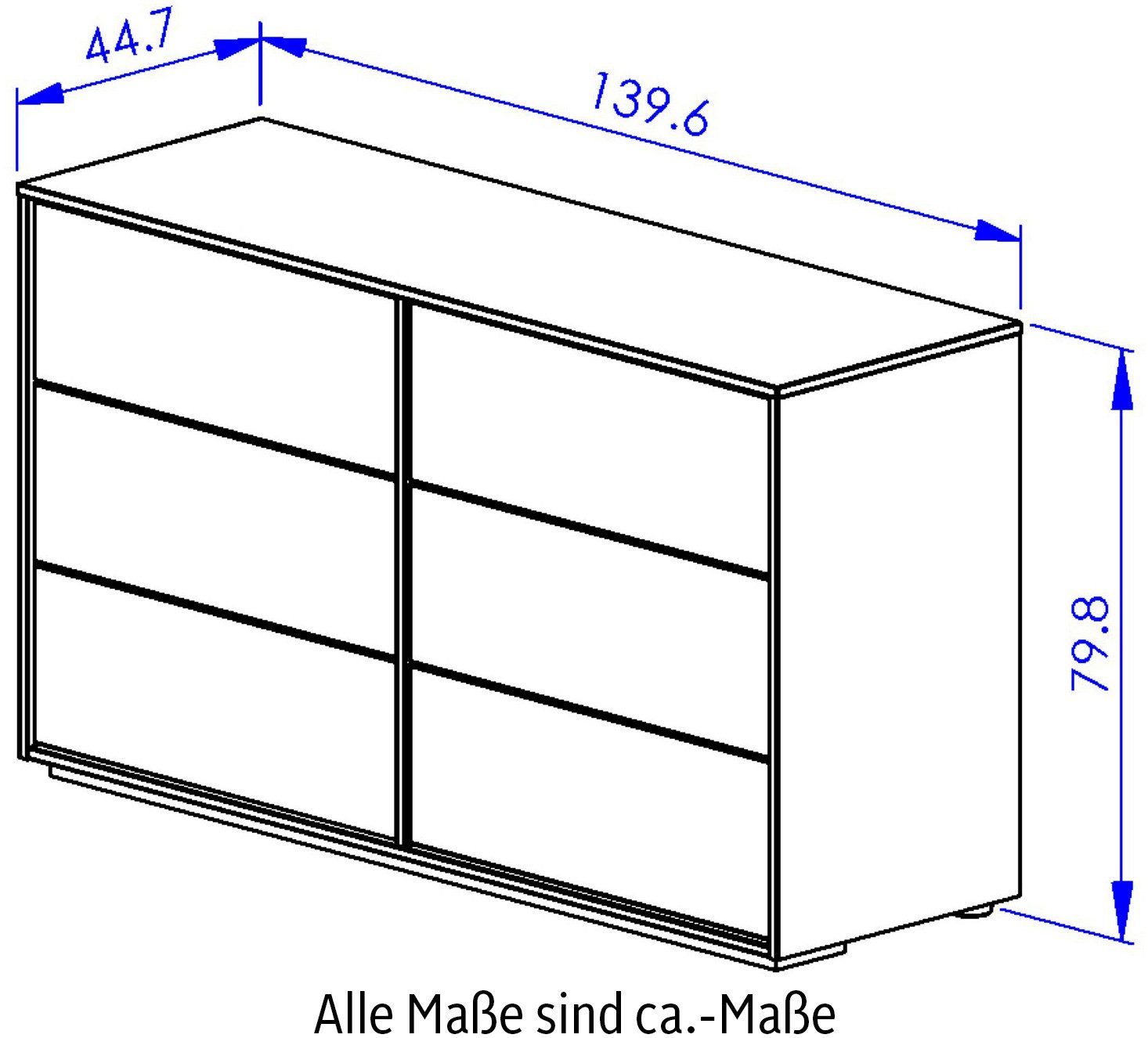 Gami Kommode Jade, Kommode mit 6 Schubladen