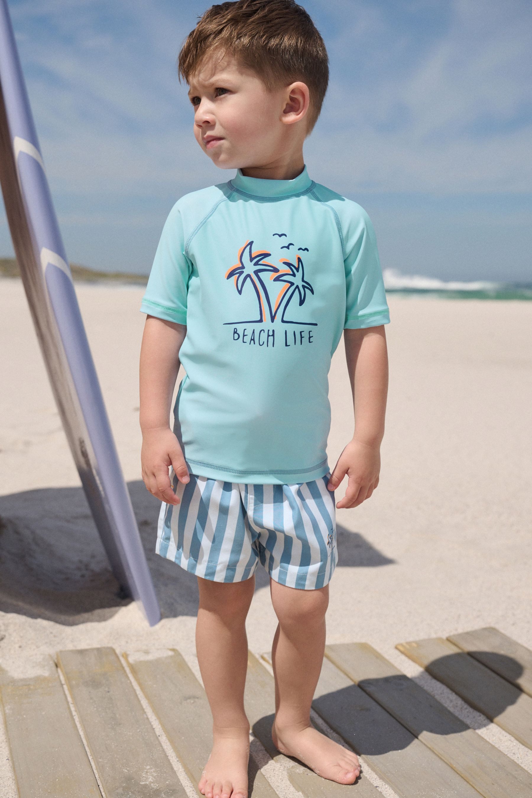 Next Badeanzug Rash-Trägertop und Badeshorts im Sonnenschutzset (2-St)