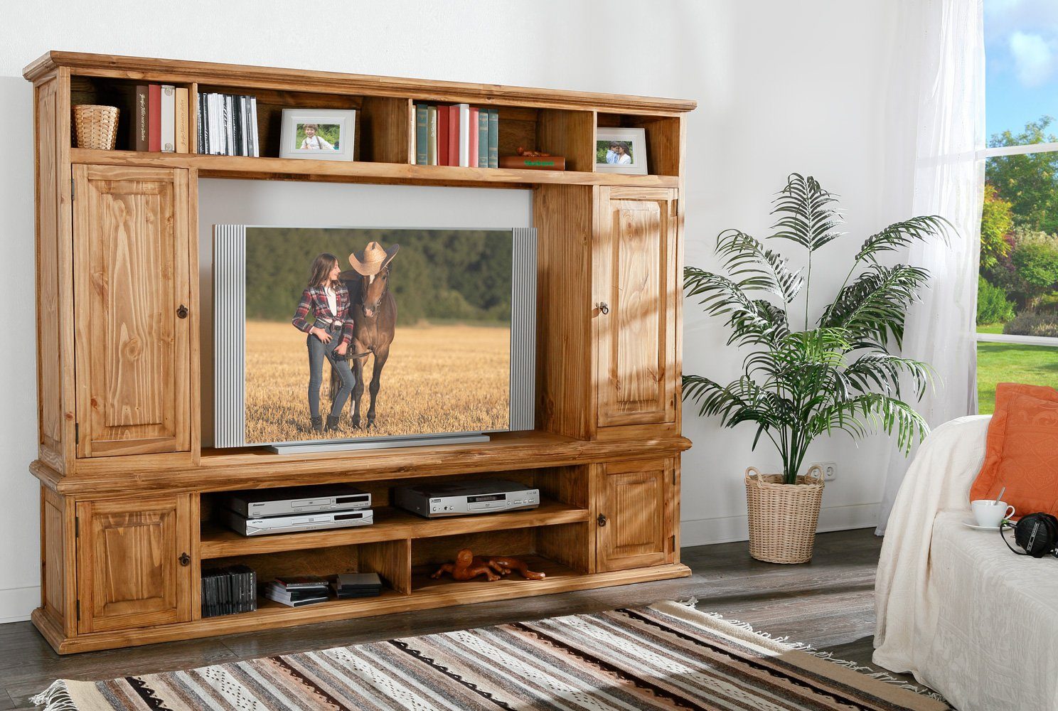 1a Direktimport TV-Board Mexico Möbel Wohnwand Schrankwand - Pinie massiv - Landhaus