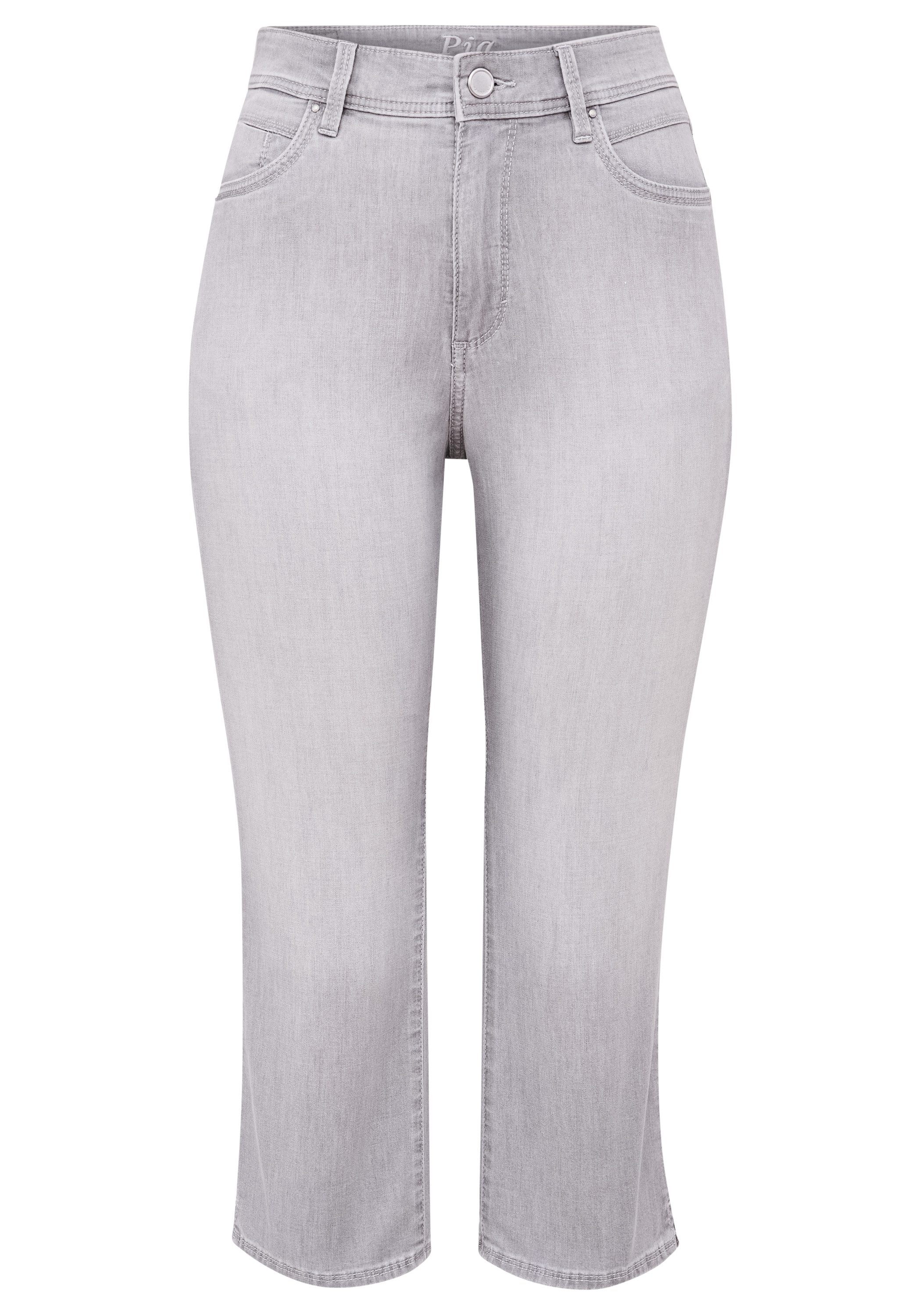 Paddock's 3/4-Jeans PIA Graue Slim-Fit Damenjeans in ¾ Länge mit Stretch