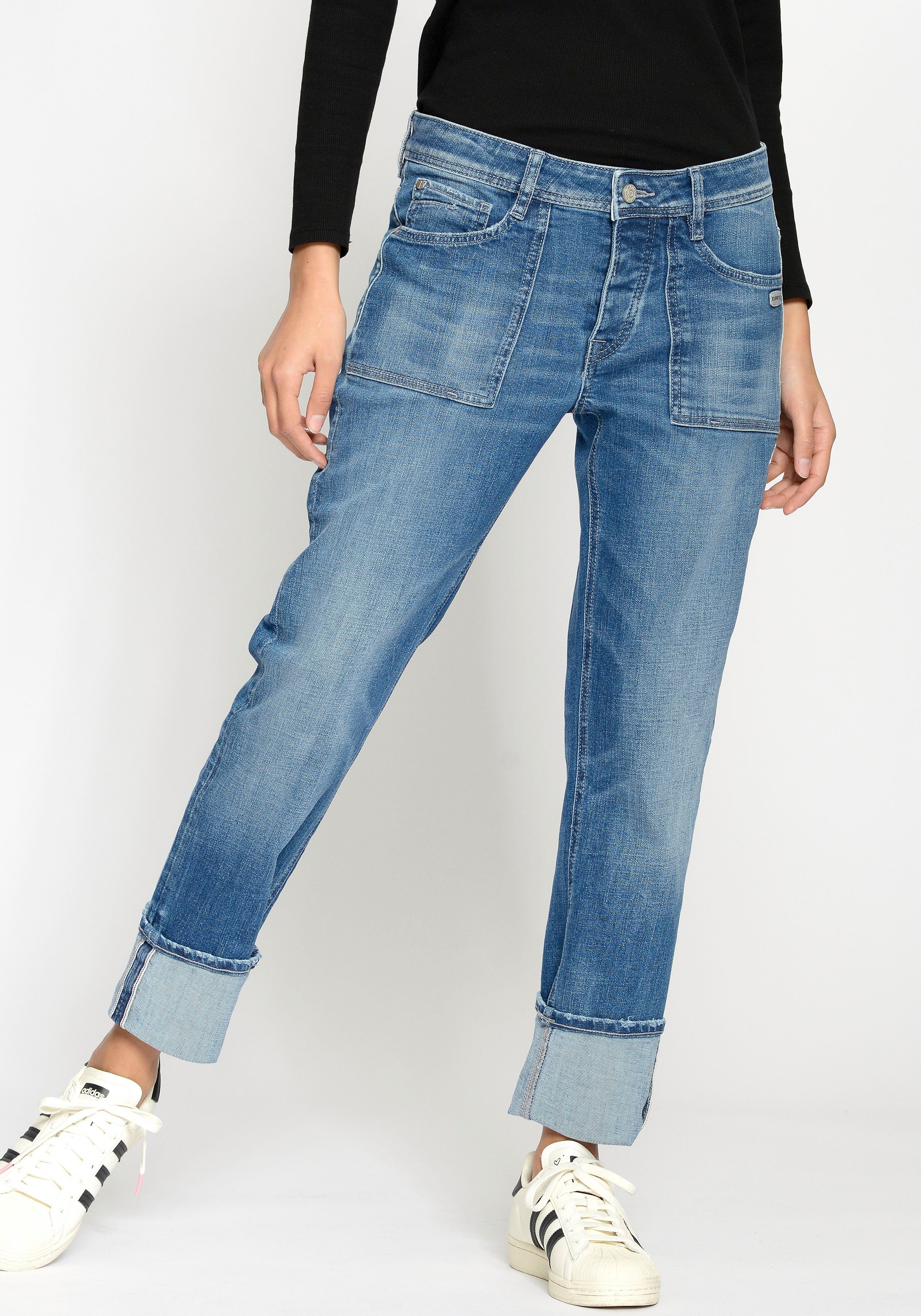 GANG Boyfriend-Jeans 94NICA WORKER mid blue