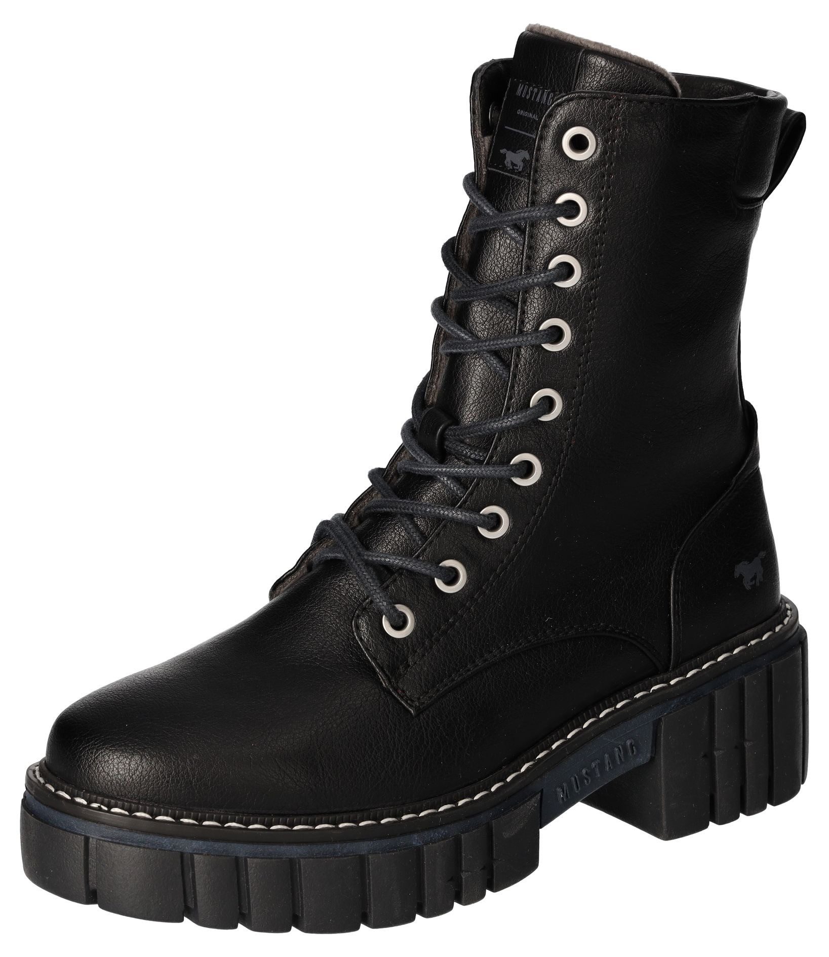 Mustang Shoes Schnürboots, Blockabsatz, Schnürstiefelette mit günstig online kaufen