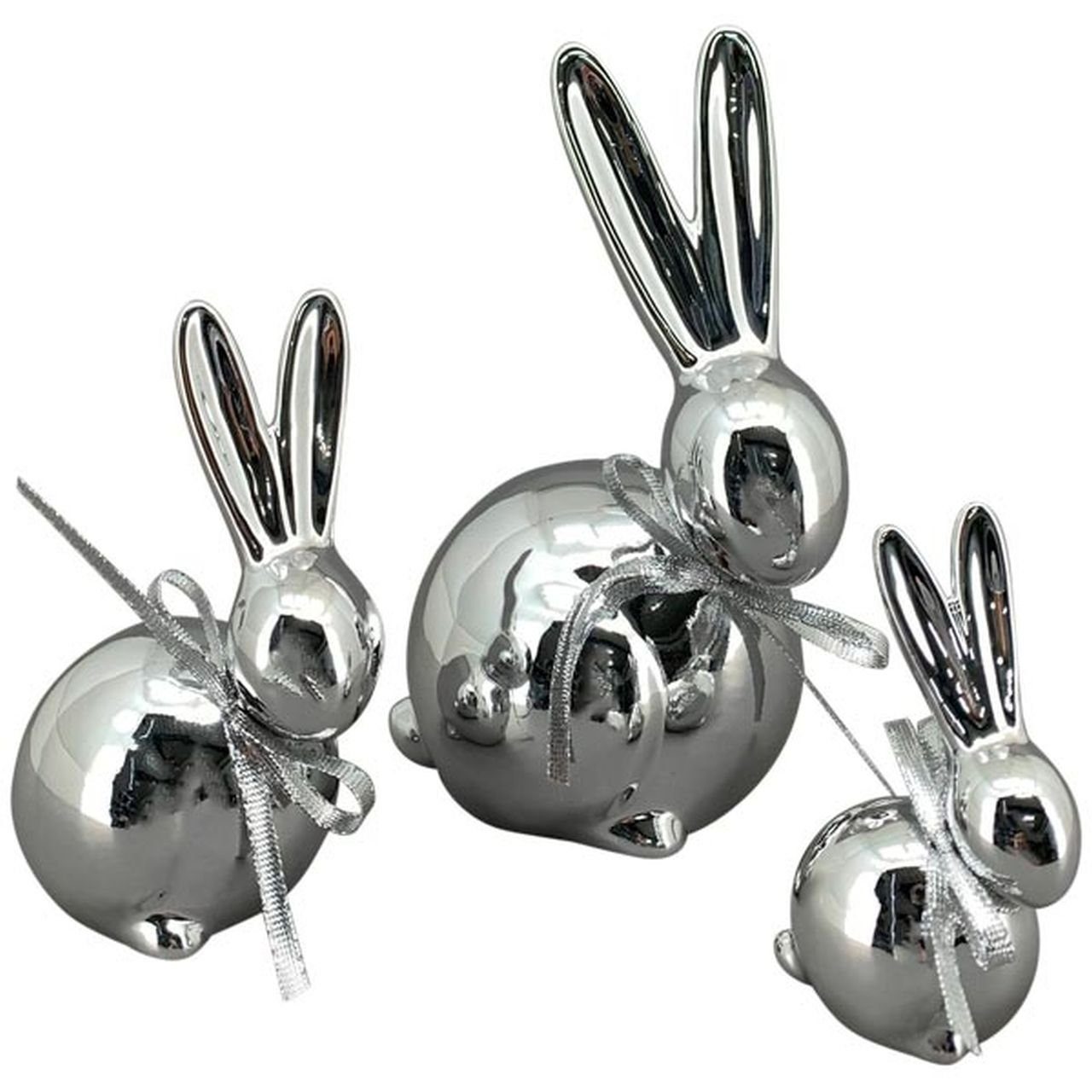 Small-Preis Dekofigur Hase Dekohase Osterhase aus Keramik in silber, Dekofi günstig online kaufen