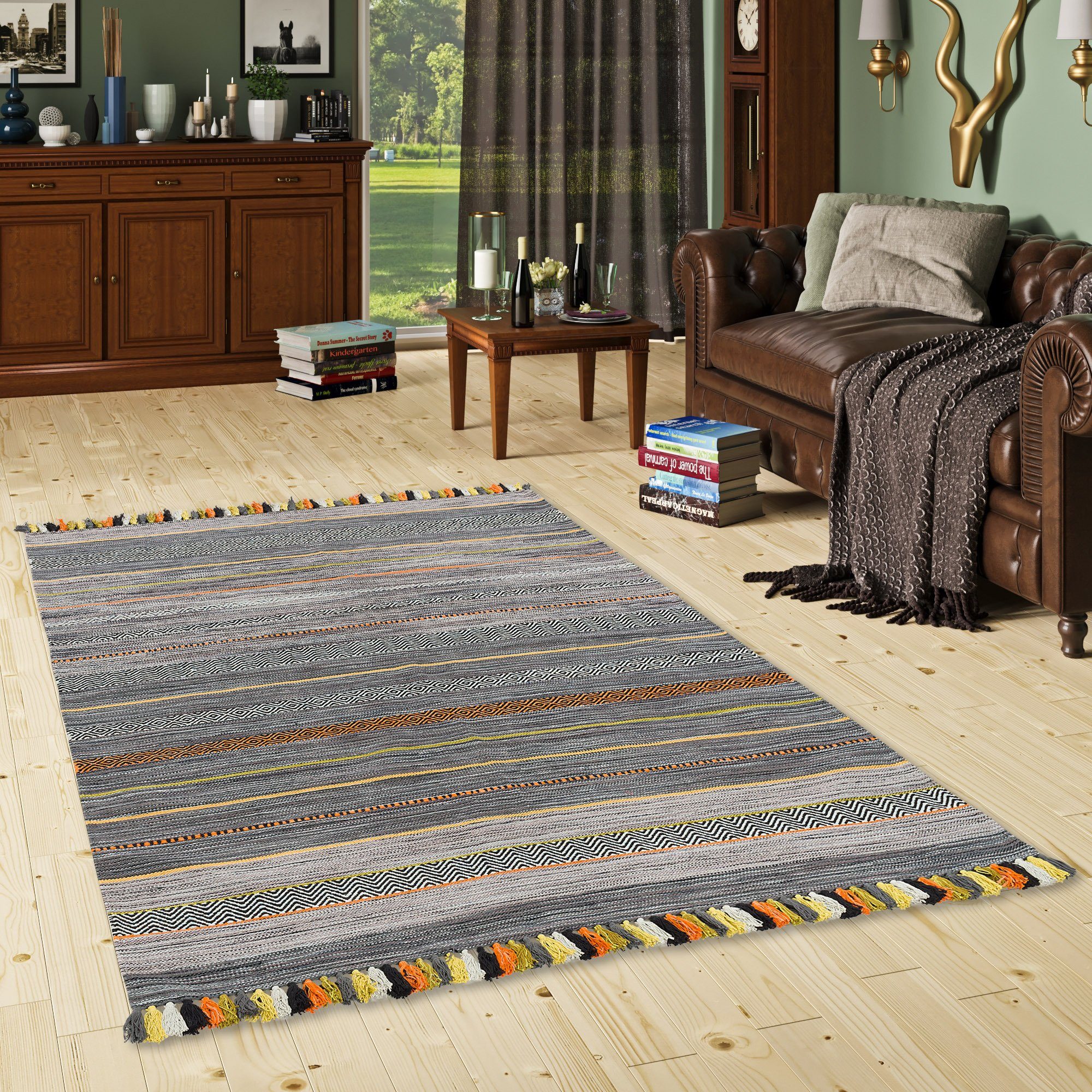 Pergamon Wollteppich Natur Teppich Kelim Kalleen, Rechteckig, Höhe: 8 mm günstig online kaufen