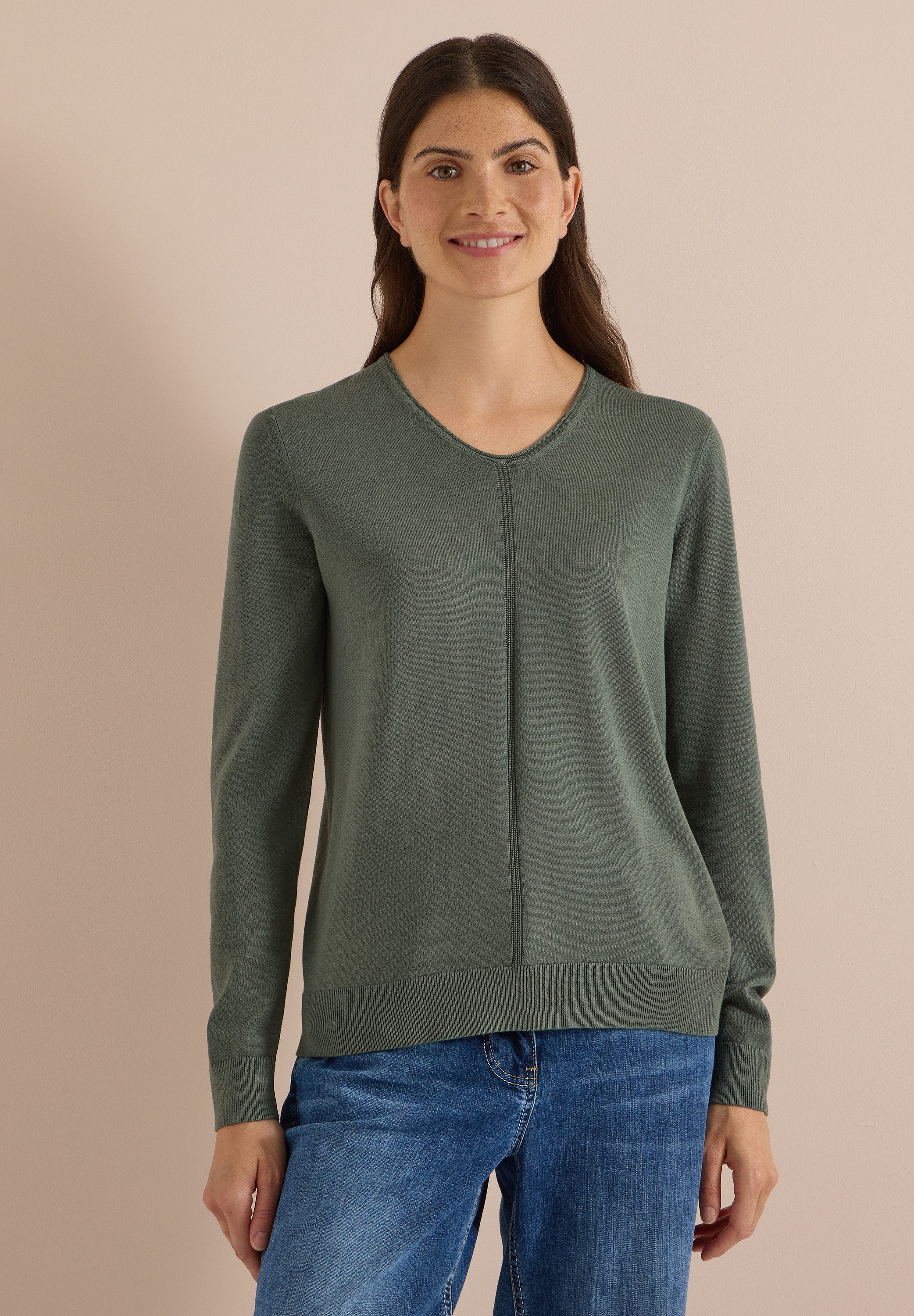 CECIL V-Ausschnitt-Pullover im soften Baumwoll-Mix