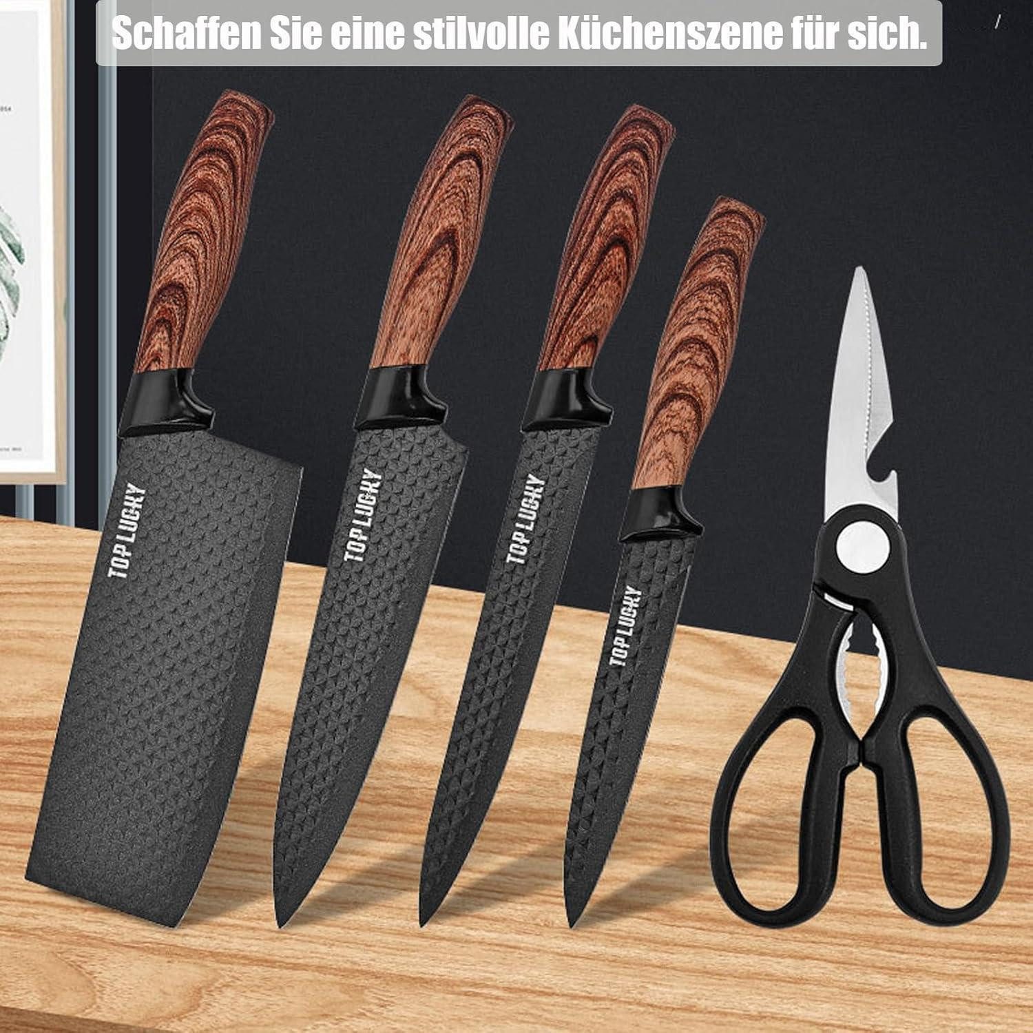 LuxusKollektion Messer-Set Premium Messerblock mit Messer Holzgriff Messer Set 6 tlg