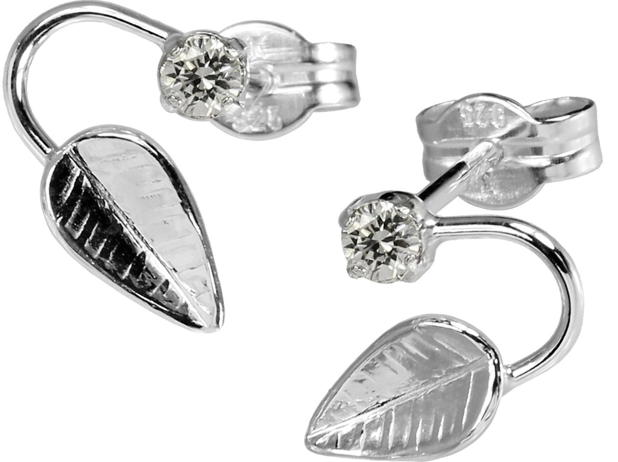 SilberDream Paar Ohrstecker SilberDream Ohrringe Damen Silber (Ohrstecker), Damen Ohrstecker Blatt aus 925 Sterling Silber, Farbe: silber, weiß