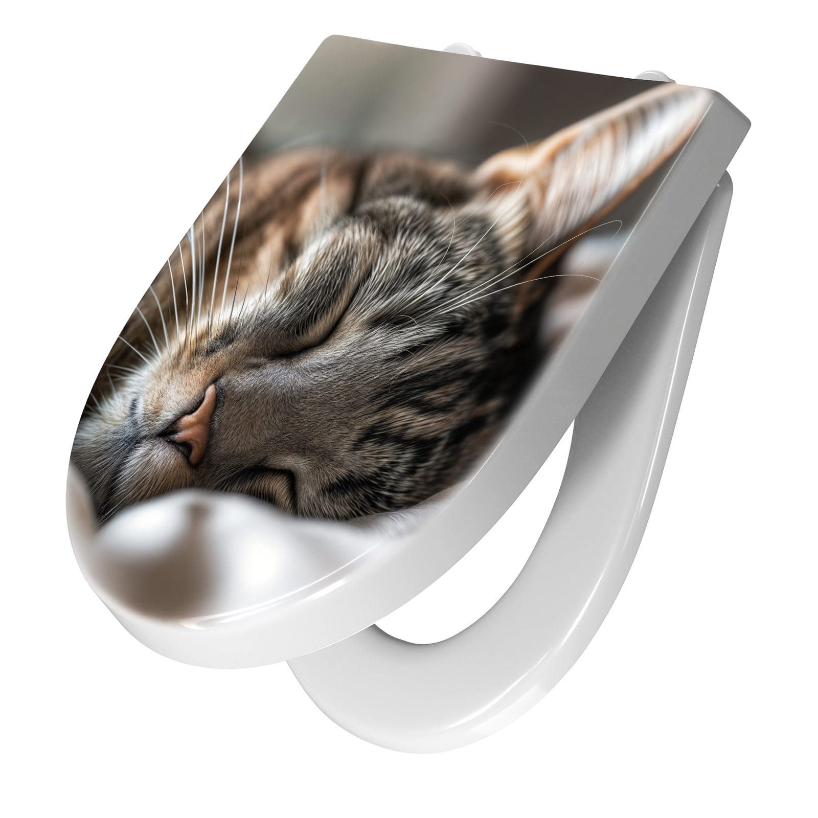 Primedeco WC-Sitz mit Absenkautomatik Motiv Schlafende Katze (1-St), Absenkautomatik, Soft-Close
