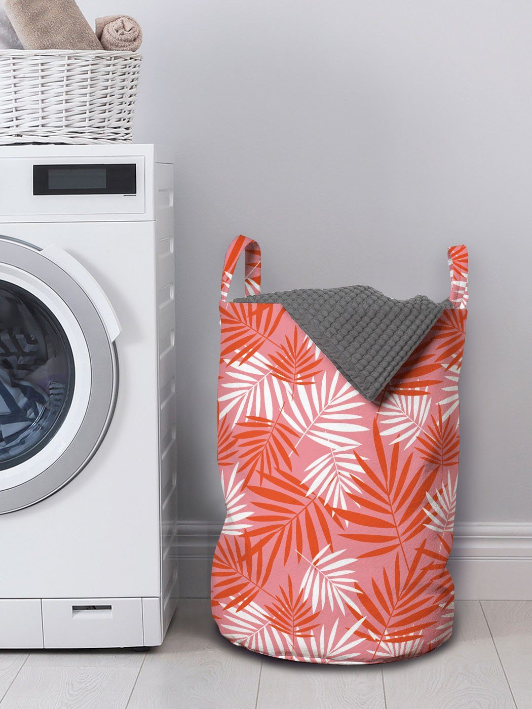 Abakuhaus Wäschesäckchen Wäschekorb Vibrant Exotisch Palmblätter Kordelzugverschluss Waschsalons, mit Griffen Tropical für