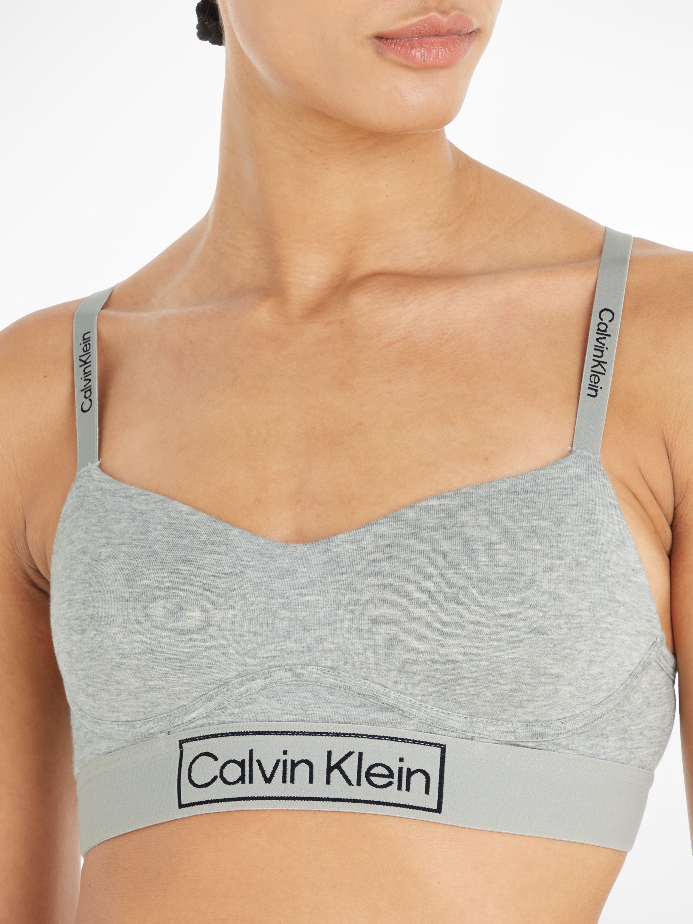 Logoschriftzügen Calvin Underwear Klein Trägern mit grau und an Bund Bralette