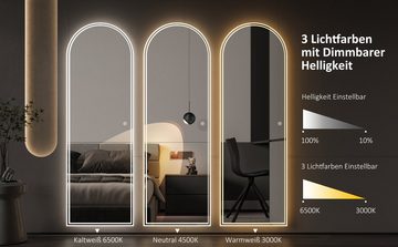 WDWRITTI Spiegel groß für Friseurladen Hotel Garderobe & Flur Schlafzimmer Wohnzimmer (Wandspiegel mit LED Beleuchtung, 1-St., 150x50, 140x40), 3Lichtfarben, Dimmbar, Memory-Funktion