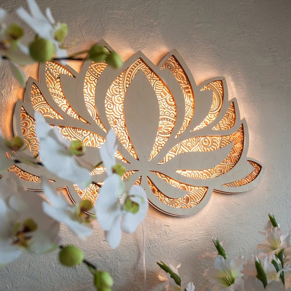 Home Farbenfrohe Lampe Dekorativer -Leuchten Licht,7 Nachtlicht,Hölzernes XDOVET Lichterkette Dekoratives LED, Lotus Ambient Licht 2 Yoga Lighting Mandala