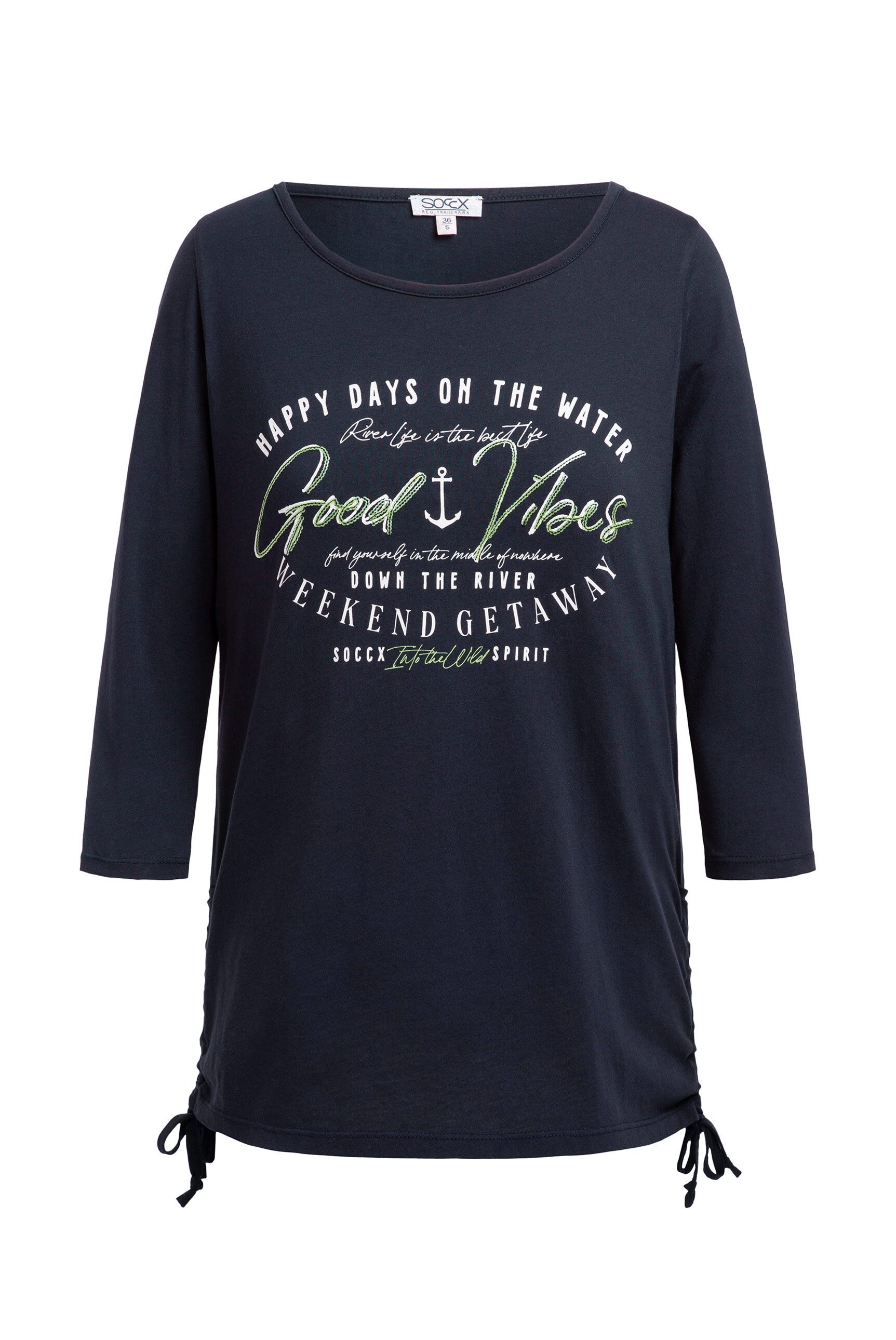 SOCCX 3/4-Arm-Shirt mit Bindeband am Saum günstig online kaufen