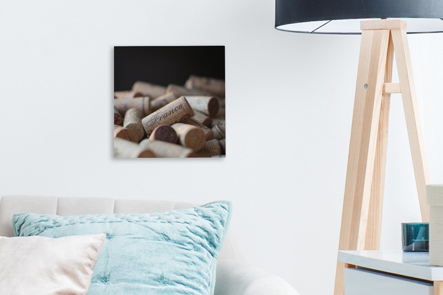 (1 vor Wohnzimmer Schlafzimmer St), Leinwand Bilder für Leinwandbild OneMillionCanvasses® Korken schwarzen Hintergrund, einem