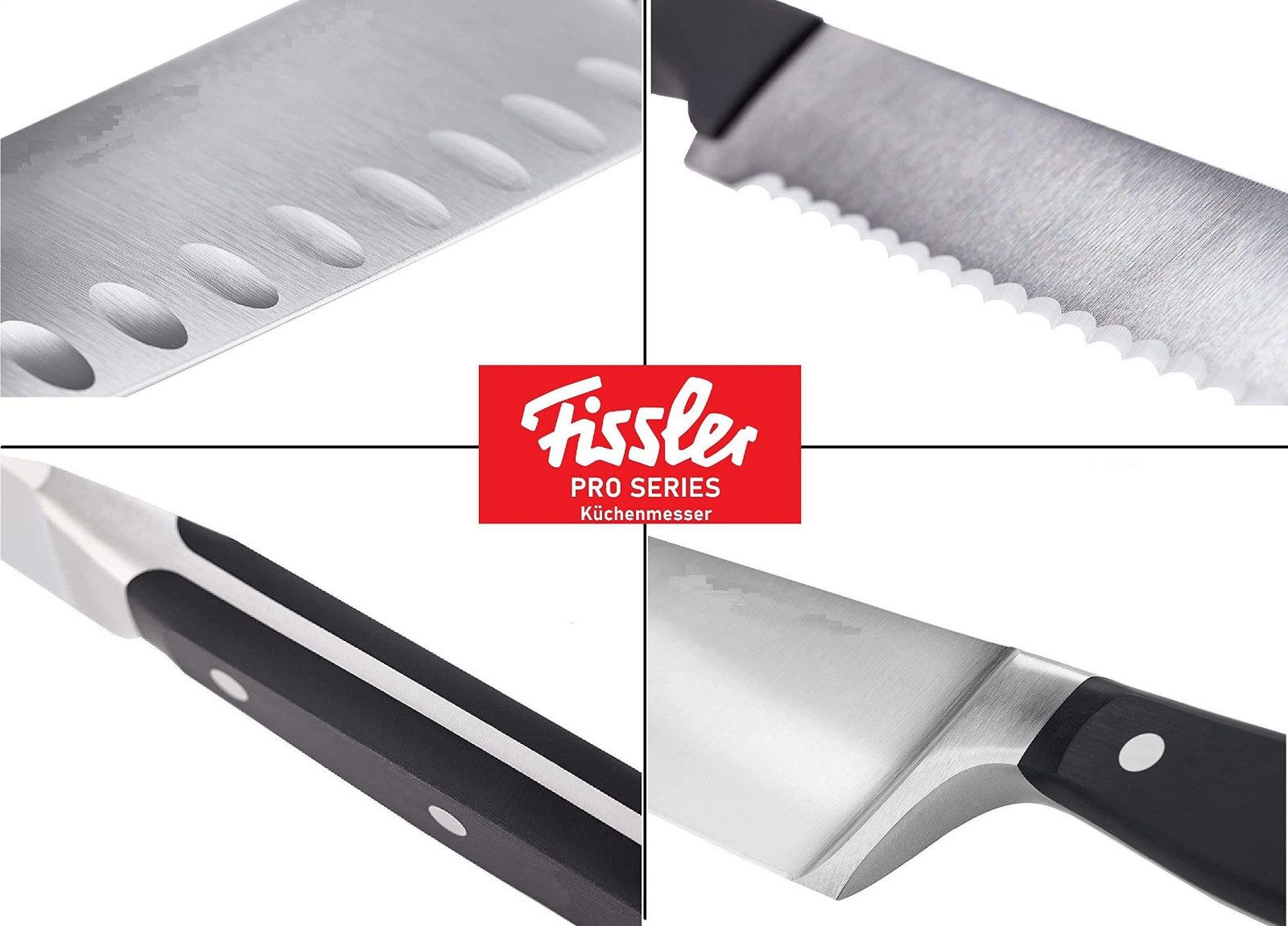 Fissler Messer-Set Profi Messer - Edelstahl Messer mit Spezialklinge, Messerset, Küchenmesser Fleischmesser, Allzweckmesser Sushi Messer
