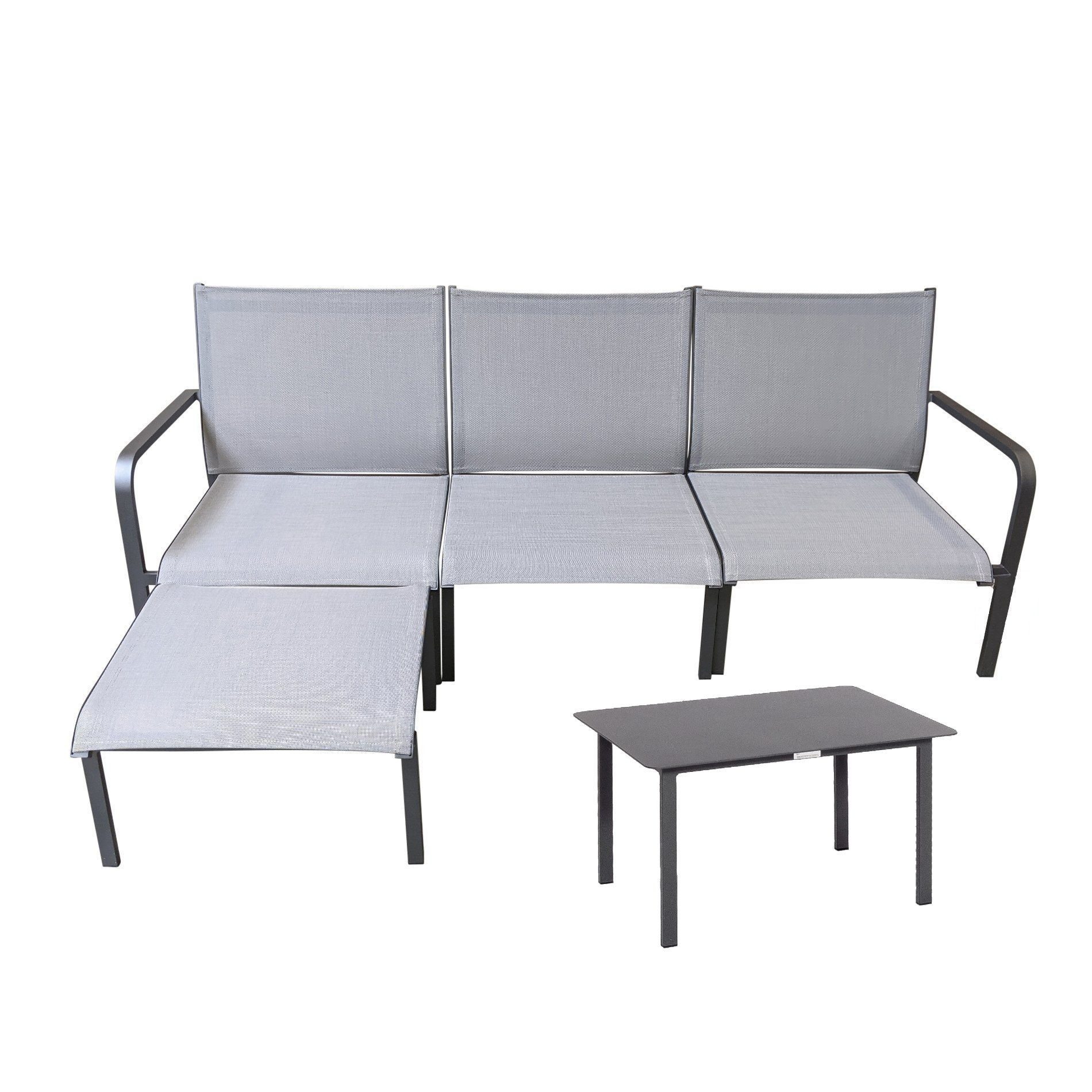 Jati & Kebon Gartenlounge-Set Dransy, Loungeset, (Spar-Set, 5-tlg), modulares Set inkl. Loungetisch, Aluminium/Textilgewebe