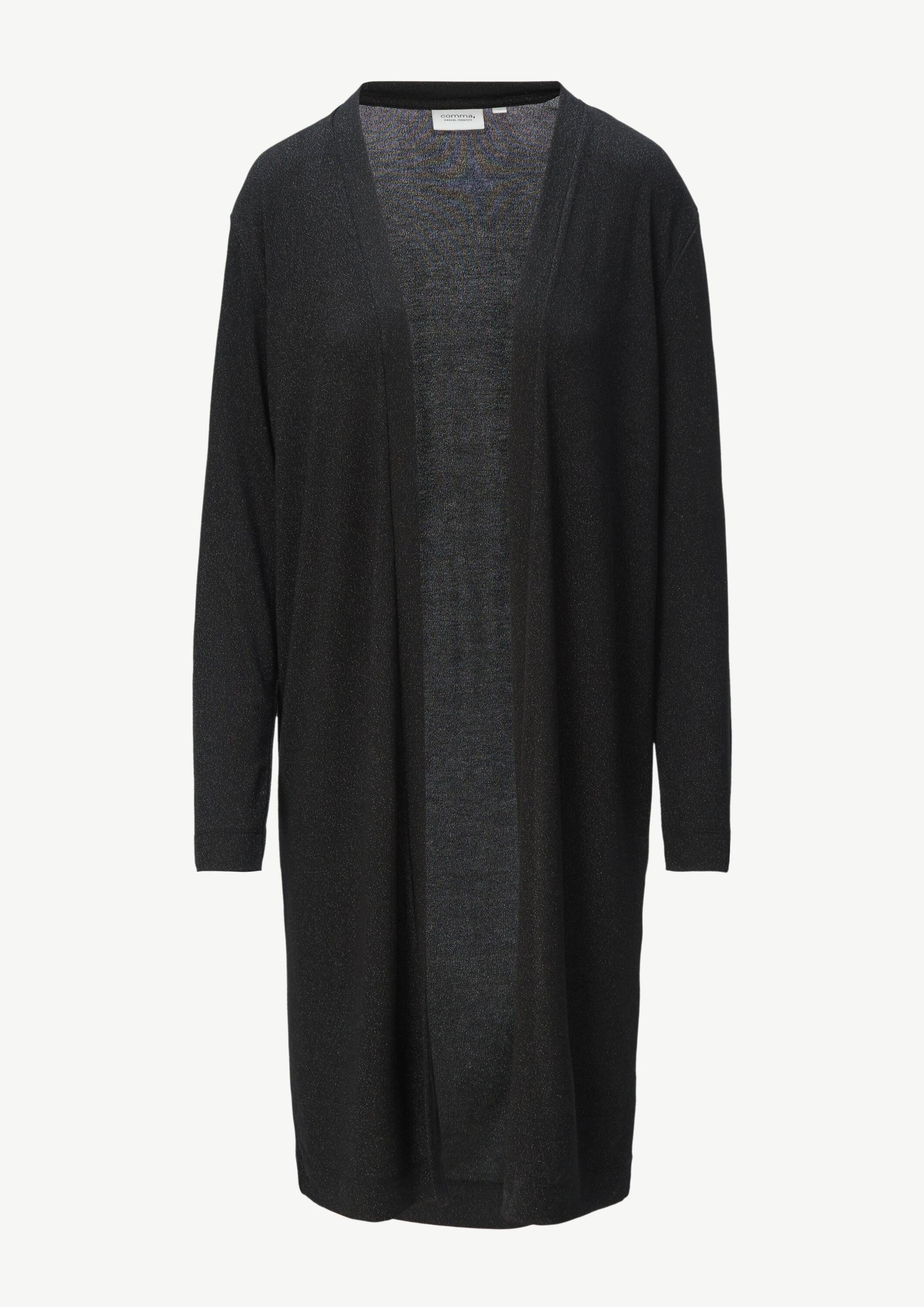 comma Cardigan T-Shirt Langer Jersey-Cardigan mit Metallic-Effekt