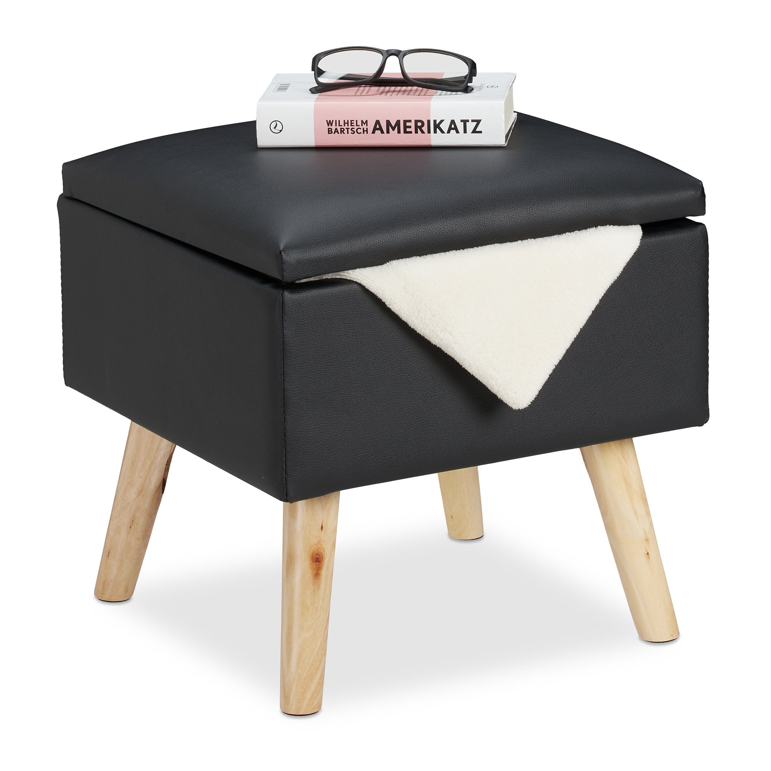 relaxdays Stauraumhocker Sitzhocker mit Stauraum Kunstleder, günstig online kaufen