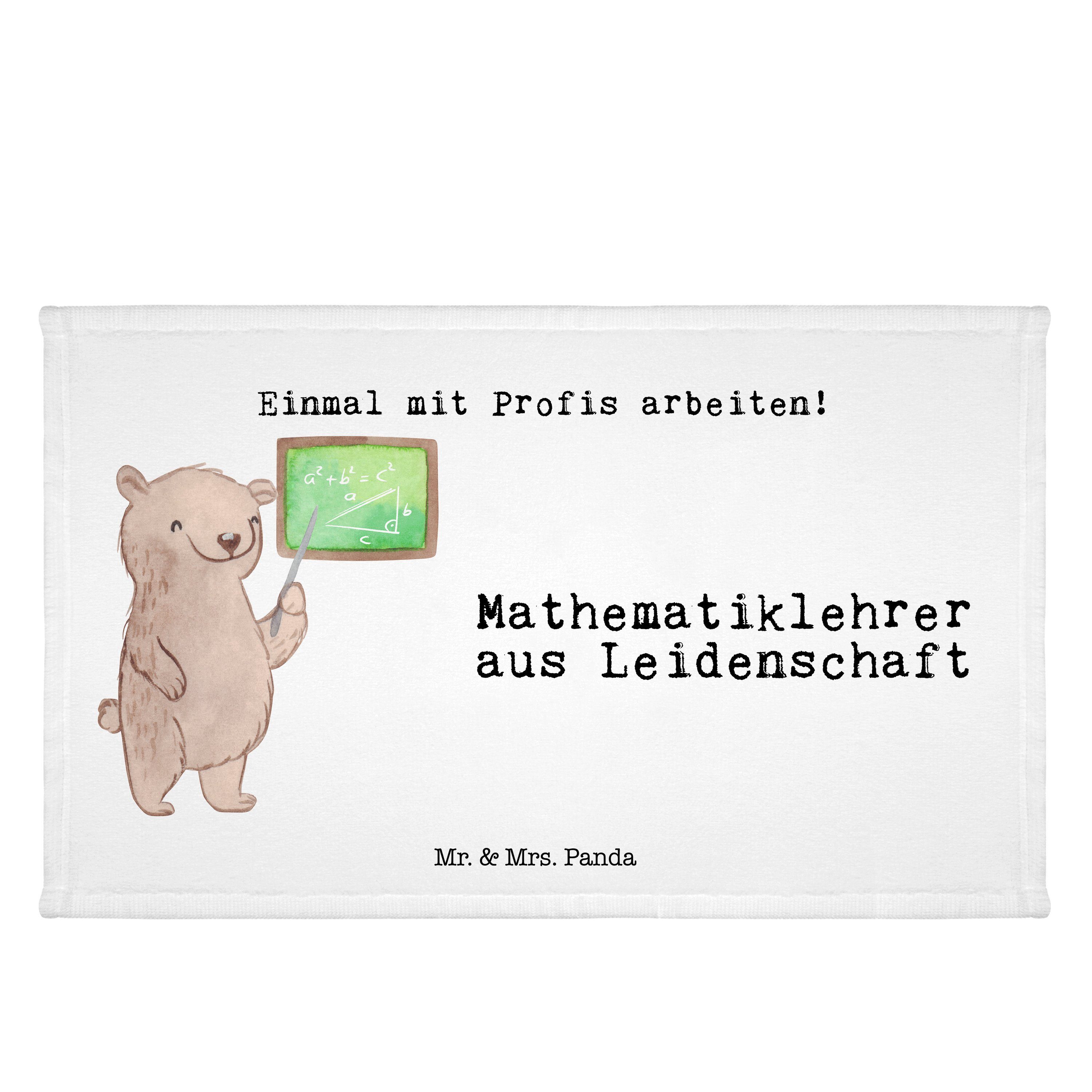 Mr. & Mrs. Panda Handtuch Mathematiklehrer aus Leidenschaft - Weiß - Geschenk, Matheunterricht, (1-St)
