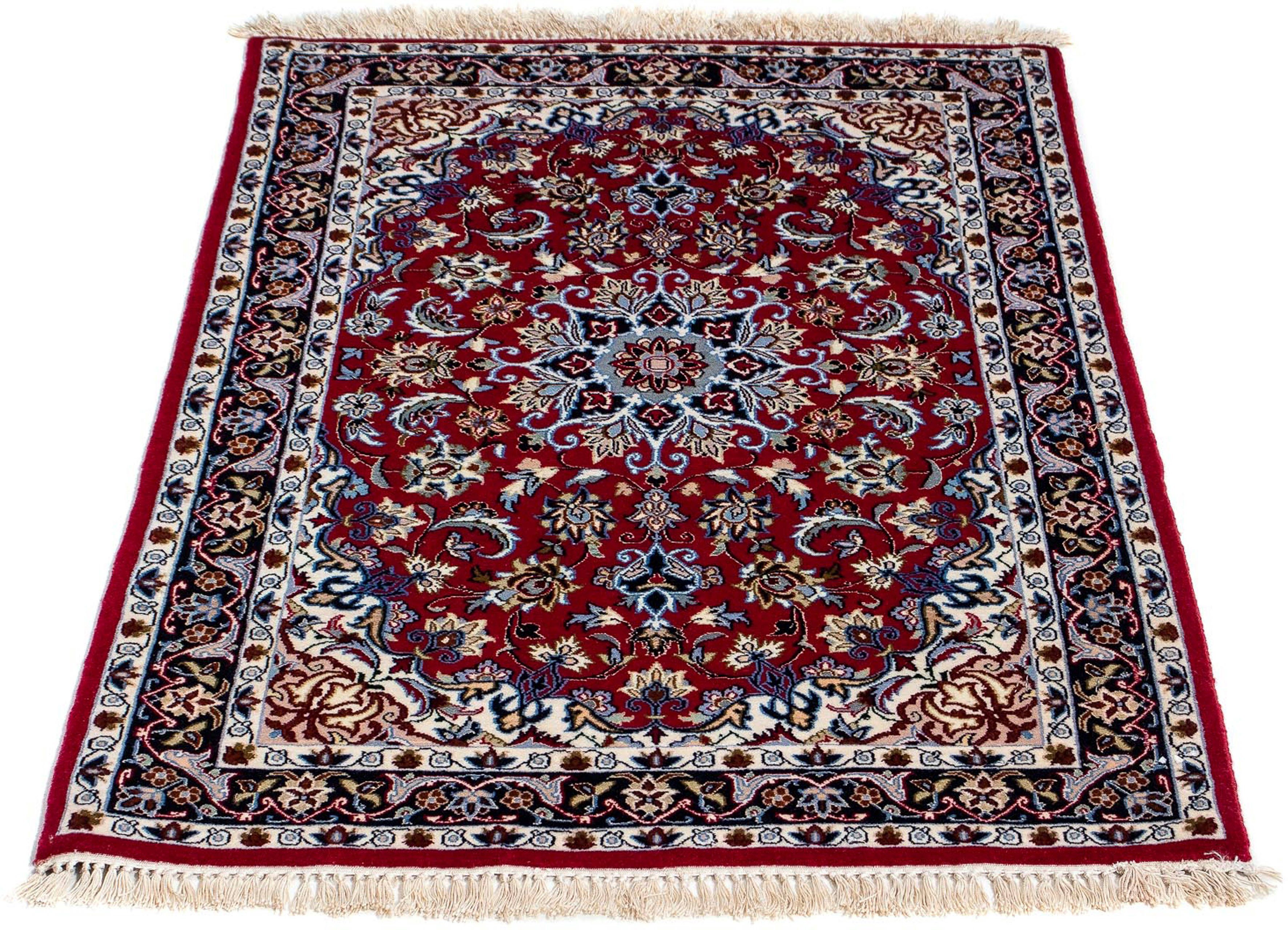 Orientteppich Perser - Isfahan Höhe: 71 Premium mm, mit dunkelrot, Handgeknüpft, x - morgenland, Einzelstück - cm rechteckig, - 101 Wohnzimmer, 6 Zertifikat