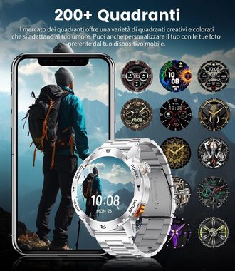 ESFOE Militärische Herren's Anrufen Smartwatch (1,43 Zoll, Android/iOS), Farbenfrohe Vielfalt für aktive Lifestyle