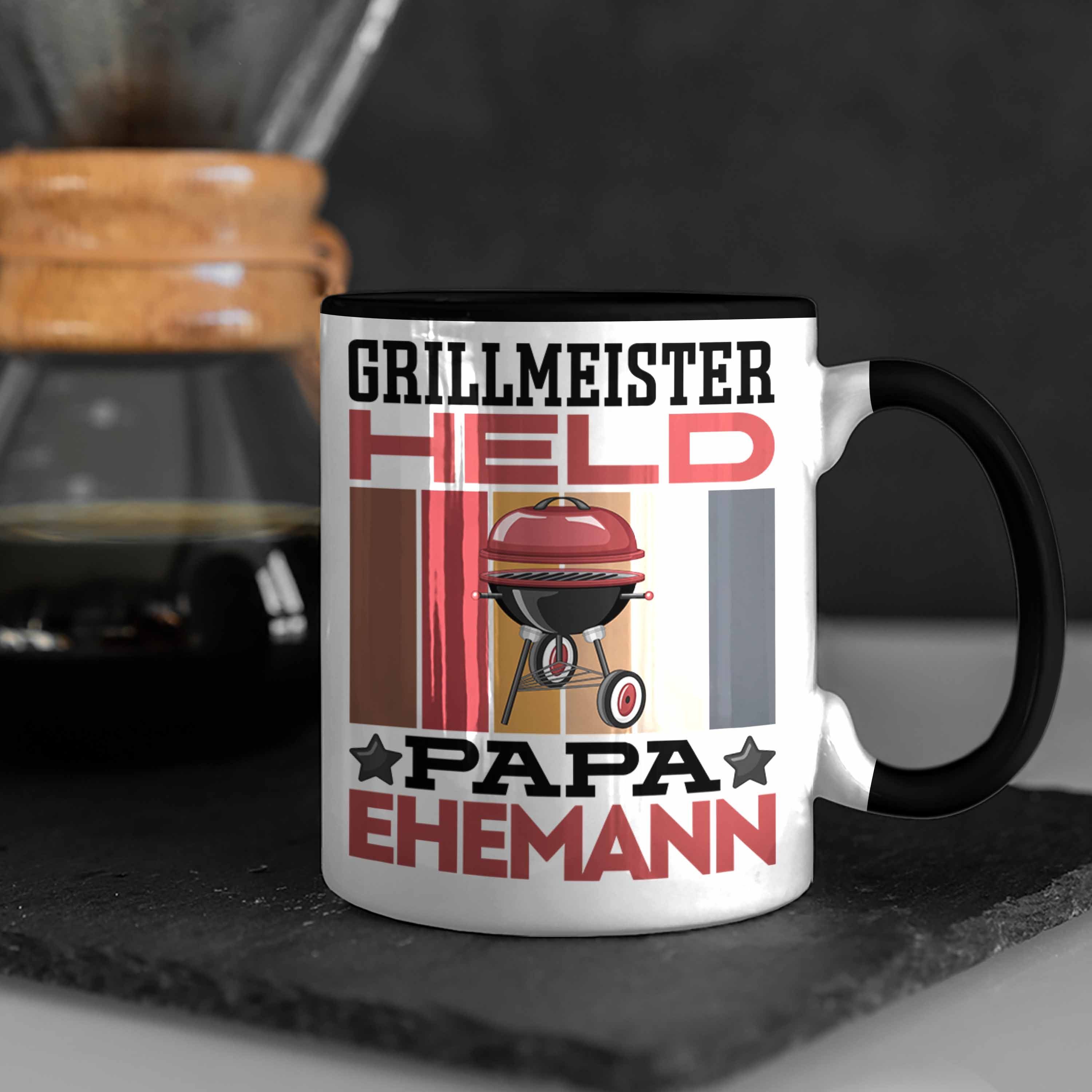 Held Trendation Vate Geschenk "Grillmeister Papa Geschenkidee Tasse Schwarz Papa Tasse Ehemann"