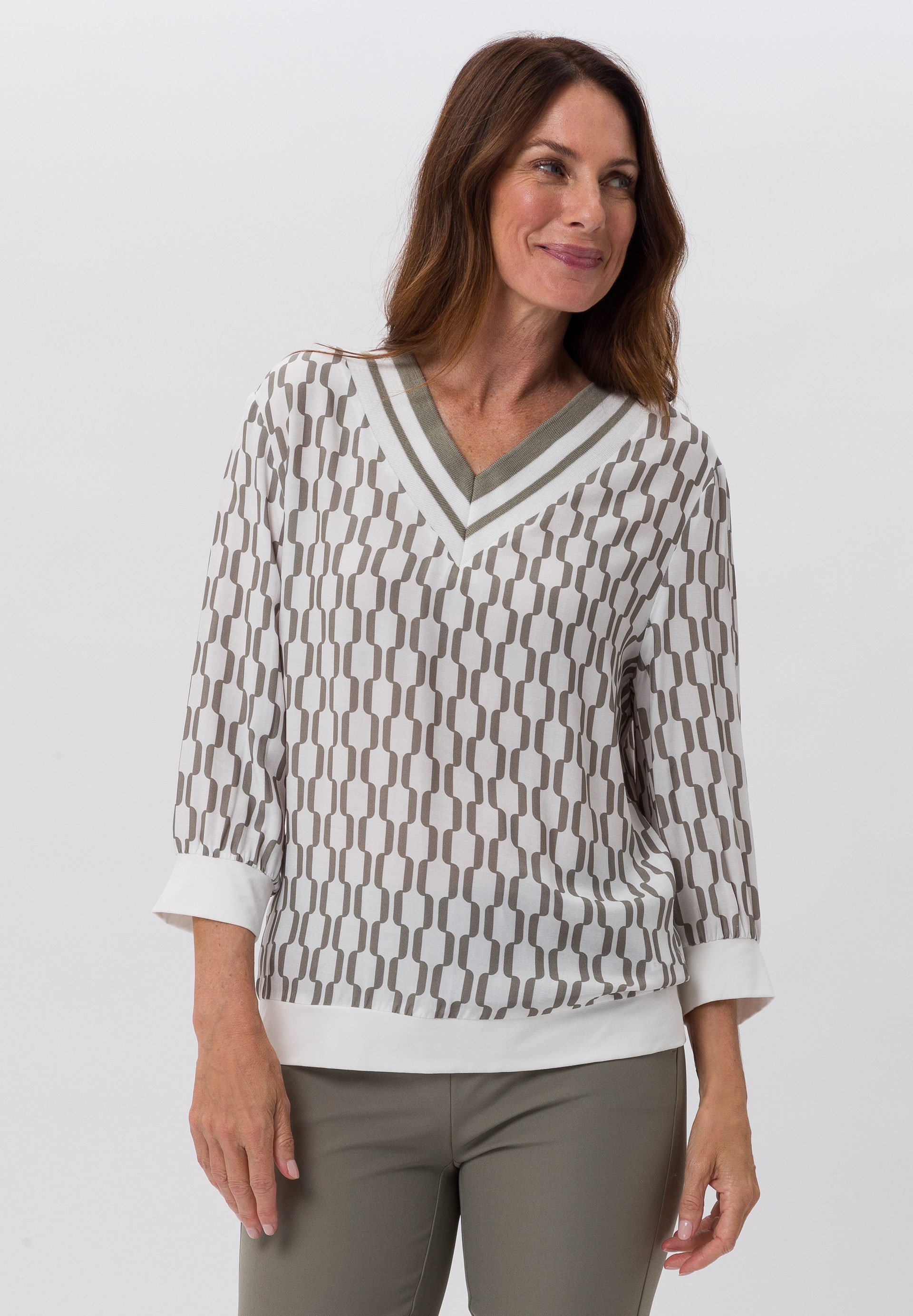 FRANK WALDER Langarmbluse im graphischem Dessin günstig online kaufen