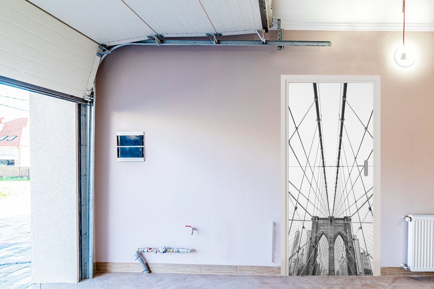 Bridge - - Matt, Fototapete Brücke Tür, 75x205 (1 Gebäude, MuchoWow Architektur - cm Brooklyn für St), Türtapete bedruckt, Türaufkleber,