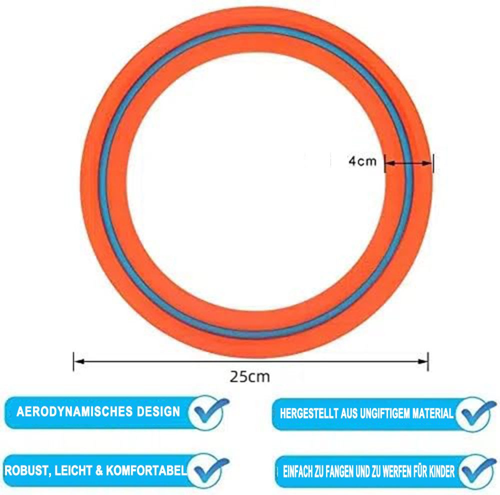 CLTYQ Wurfscheibe 3er-Set Frisbee-Ringe 25 cm,für Outdoor-Spiele im Garten & am Strand (3-St), Weiche Wurfscheibe – Wurfspiel für Familie & Hunde – Boomerang