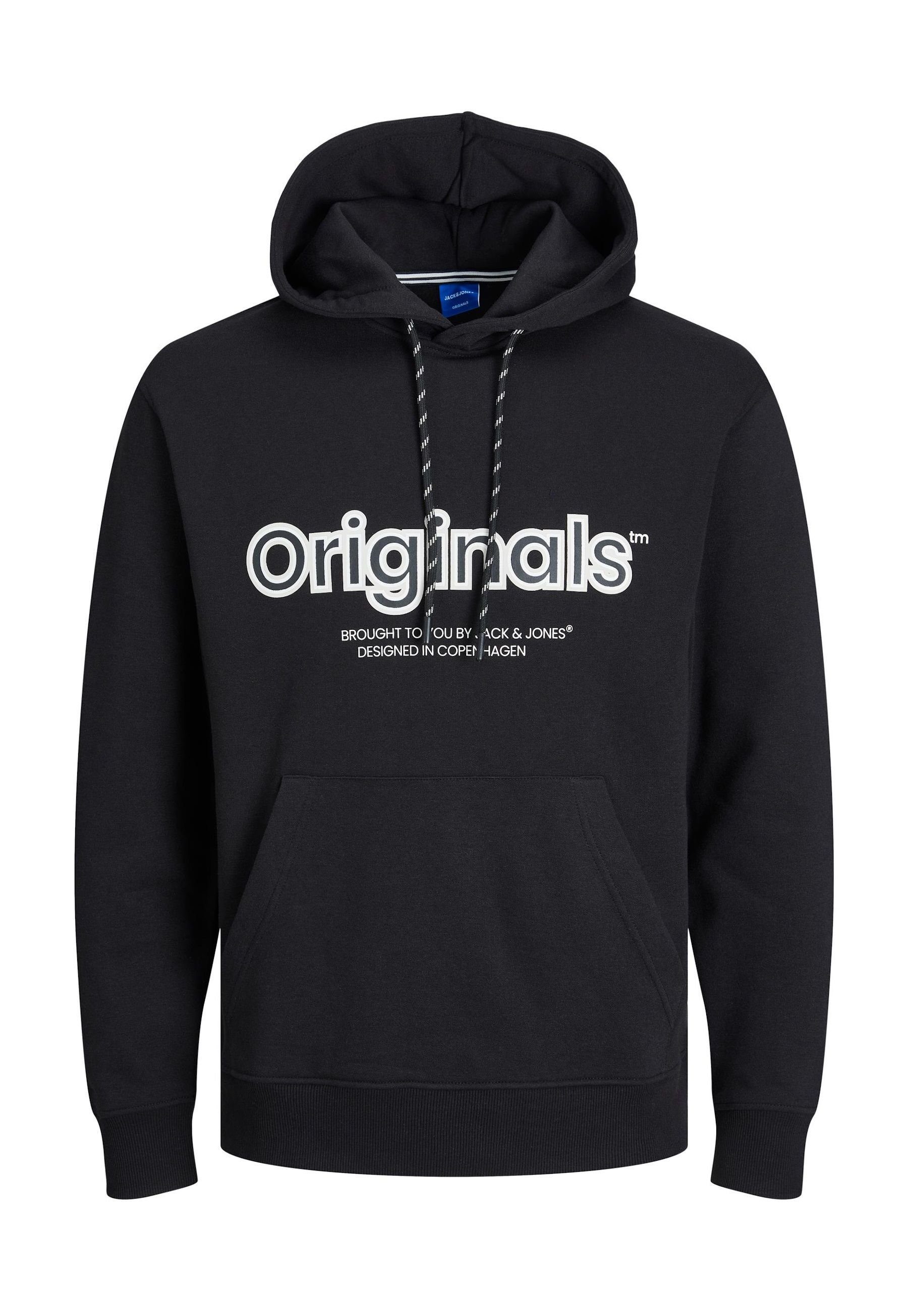 Echt Jack & Jones (1-tlg) mit Hoodie schwarz Kapuzensweatshirt Frontprint Hoodie Lakewood