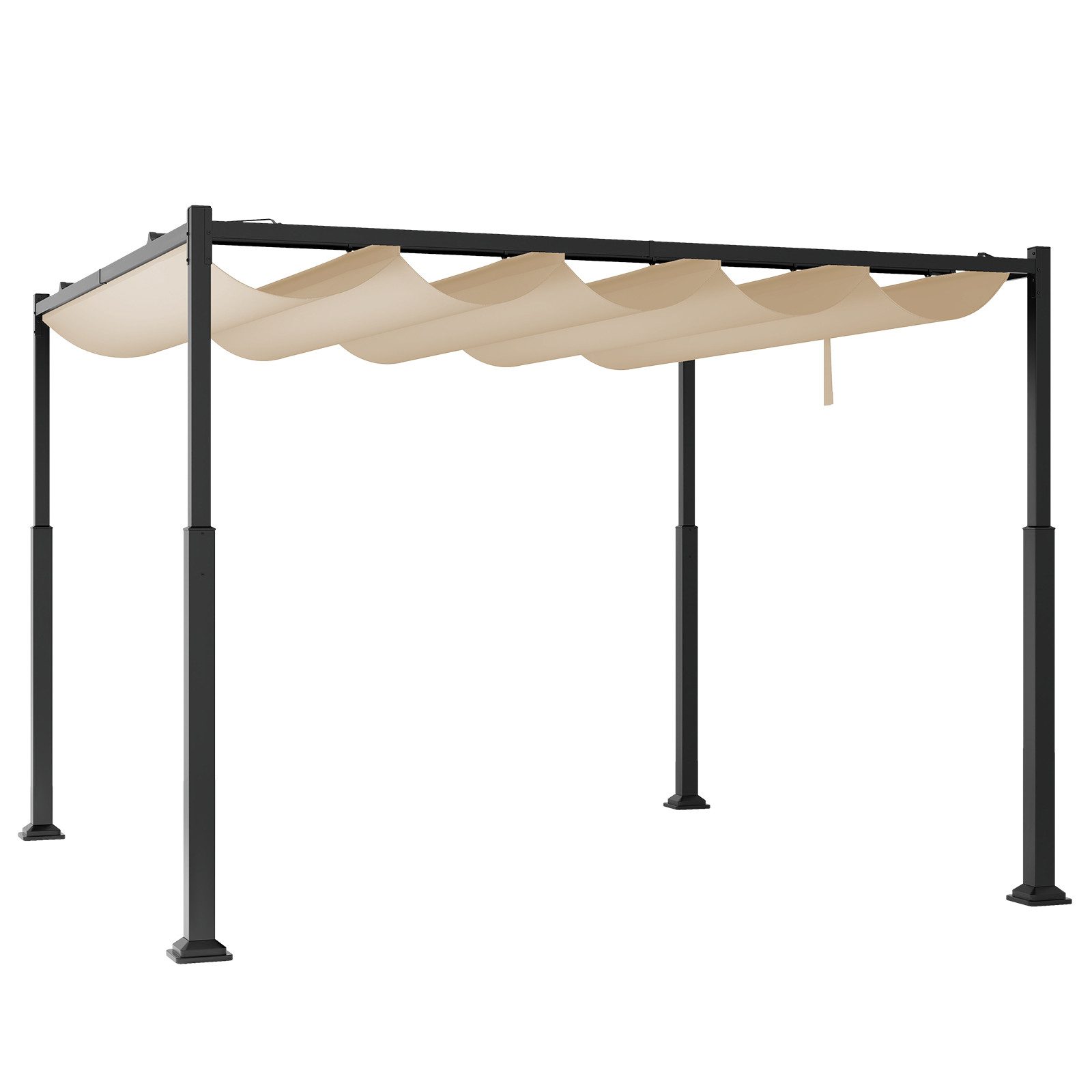 KOMFOTTEU Pavillon, Pergola mit einziehbarem Baldachin, 3,1 x 3,1 m