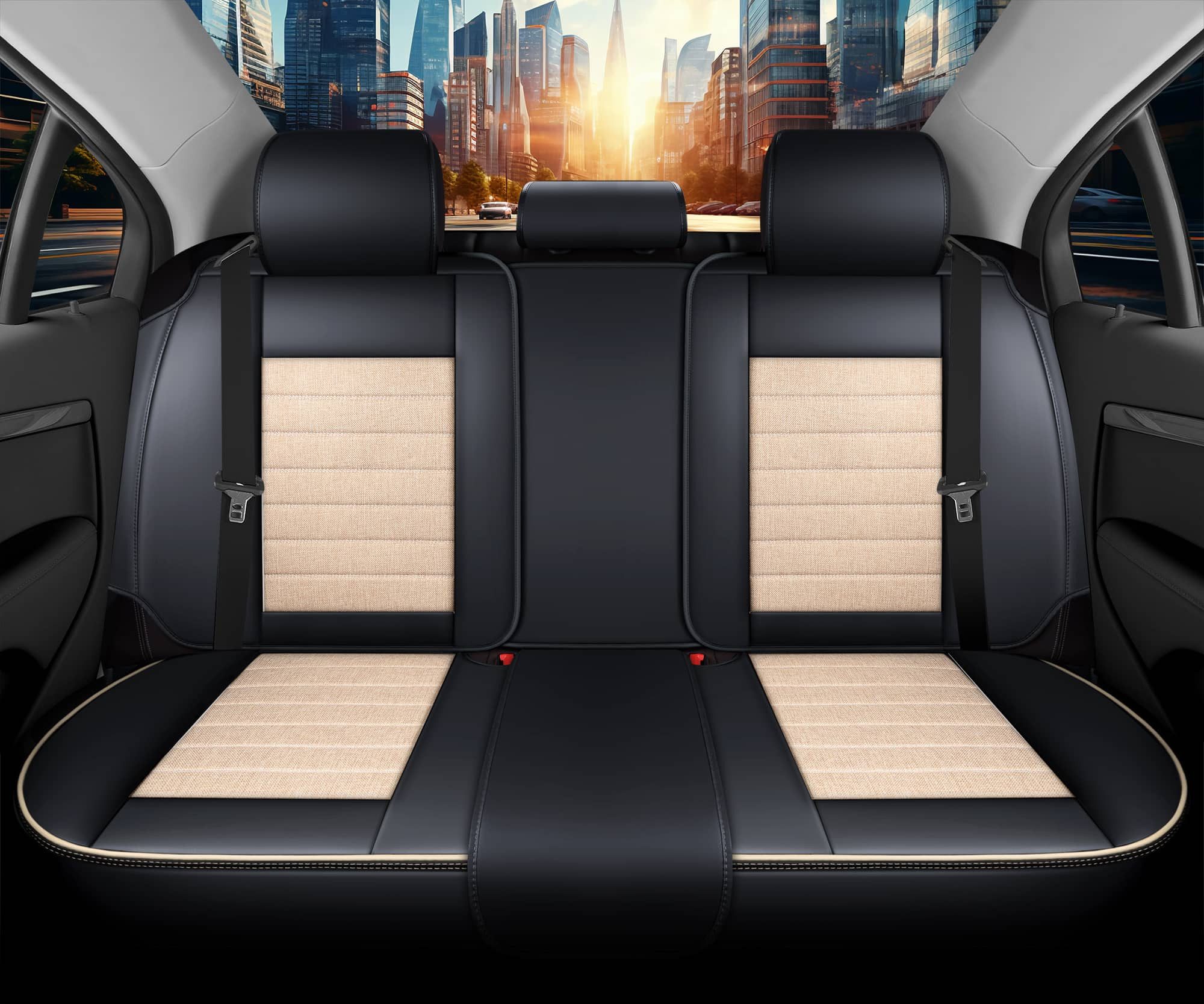 BREMER SITZBEZÜGE Autositzbezug für Nissan Townstar Bj ab 2021 (FNL3), Set, Komplettset Vorne und Hinten, in Schwarz/Beige