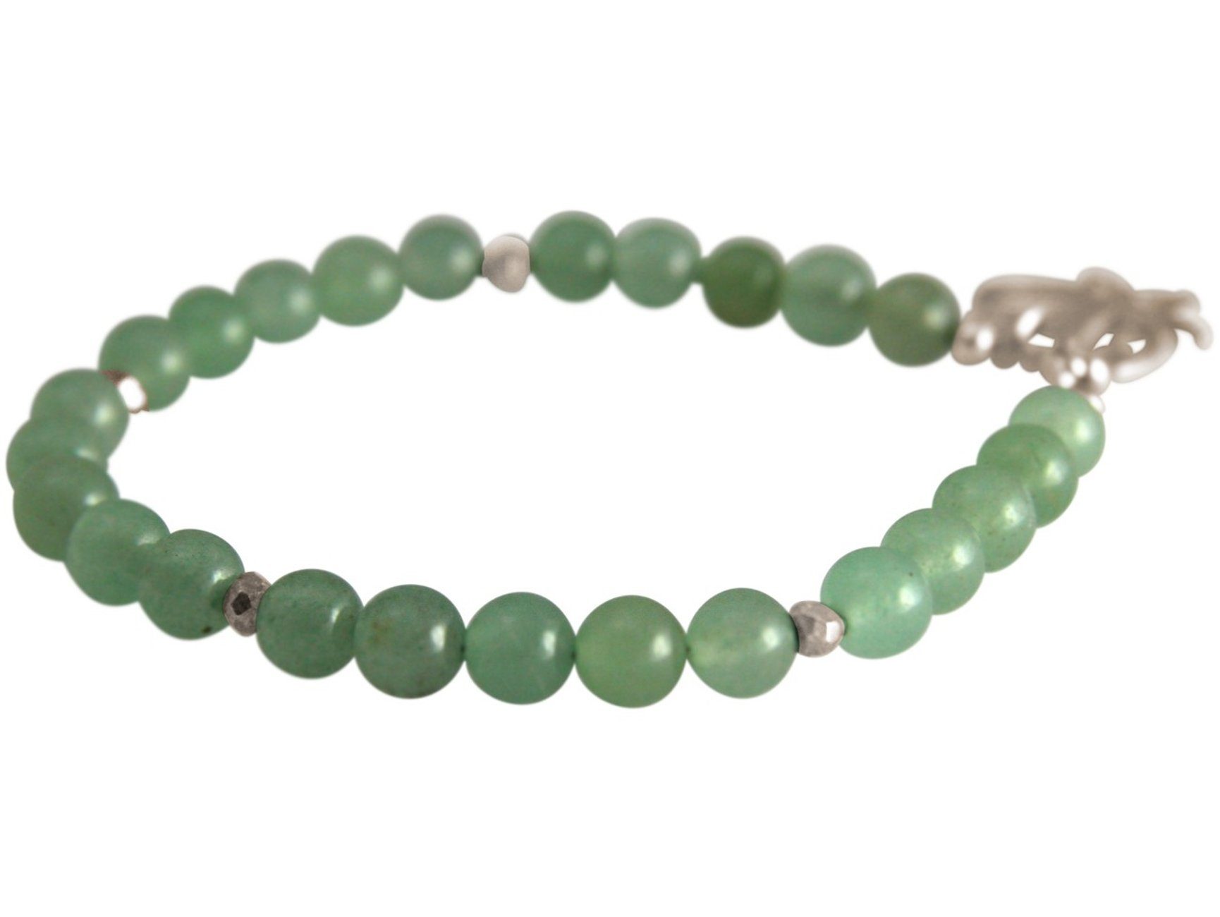 Damen Schmuck Gemshine Charm-Armband Lotusblume und grüner Jade, Made in Spain