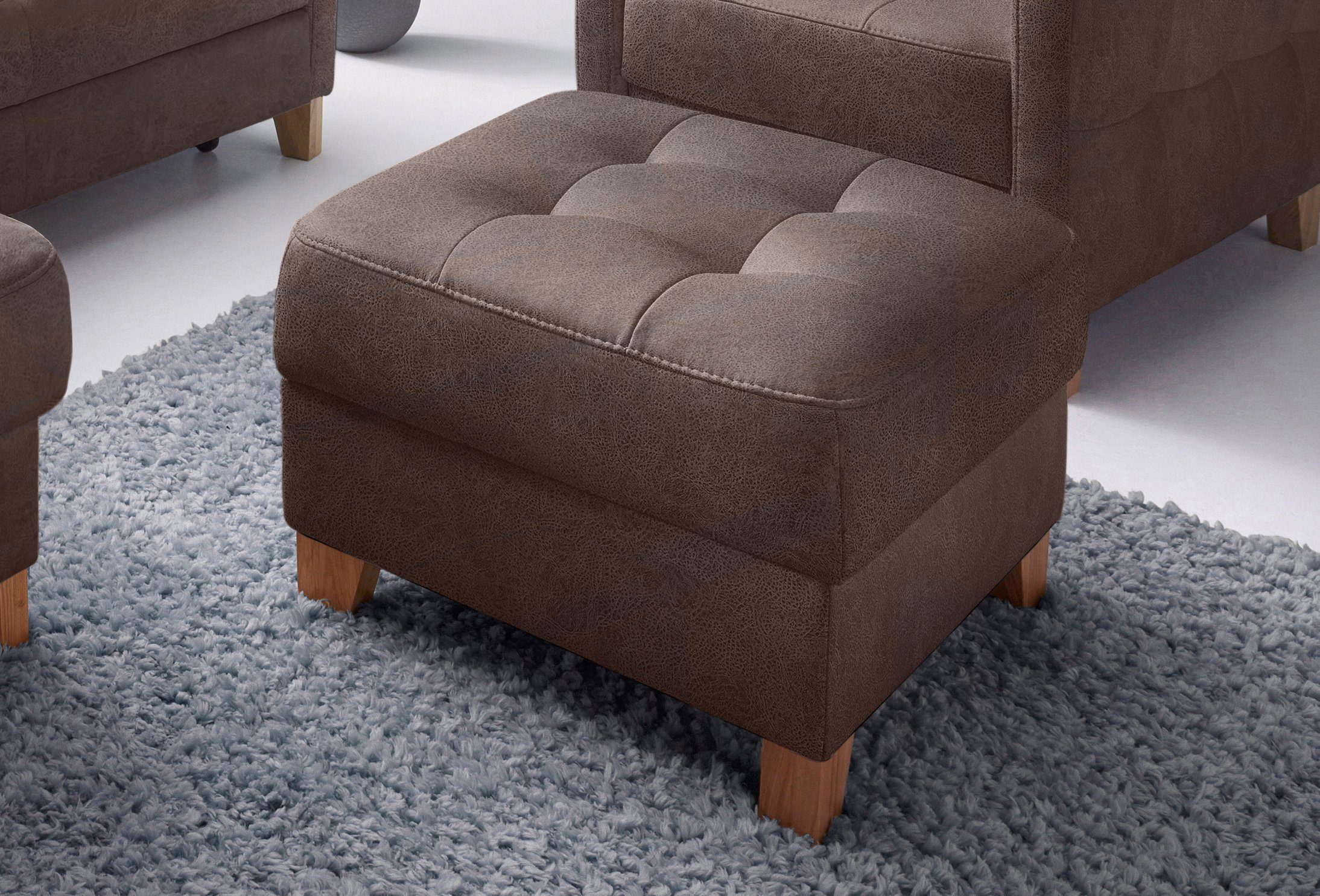 exxpo - sofa fashion Hocker Elio bequemer Sitzkomfort und aufwendiger Detailverarbeitung, mit Staufach unter der Sitzfläche