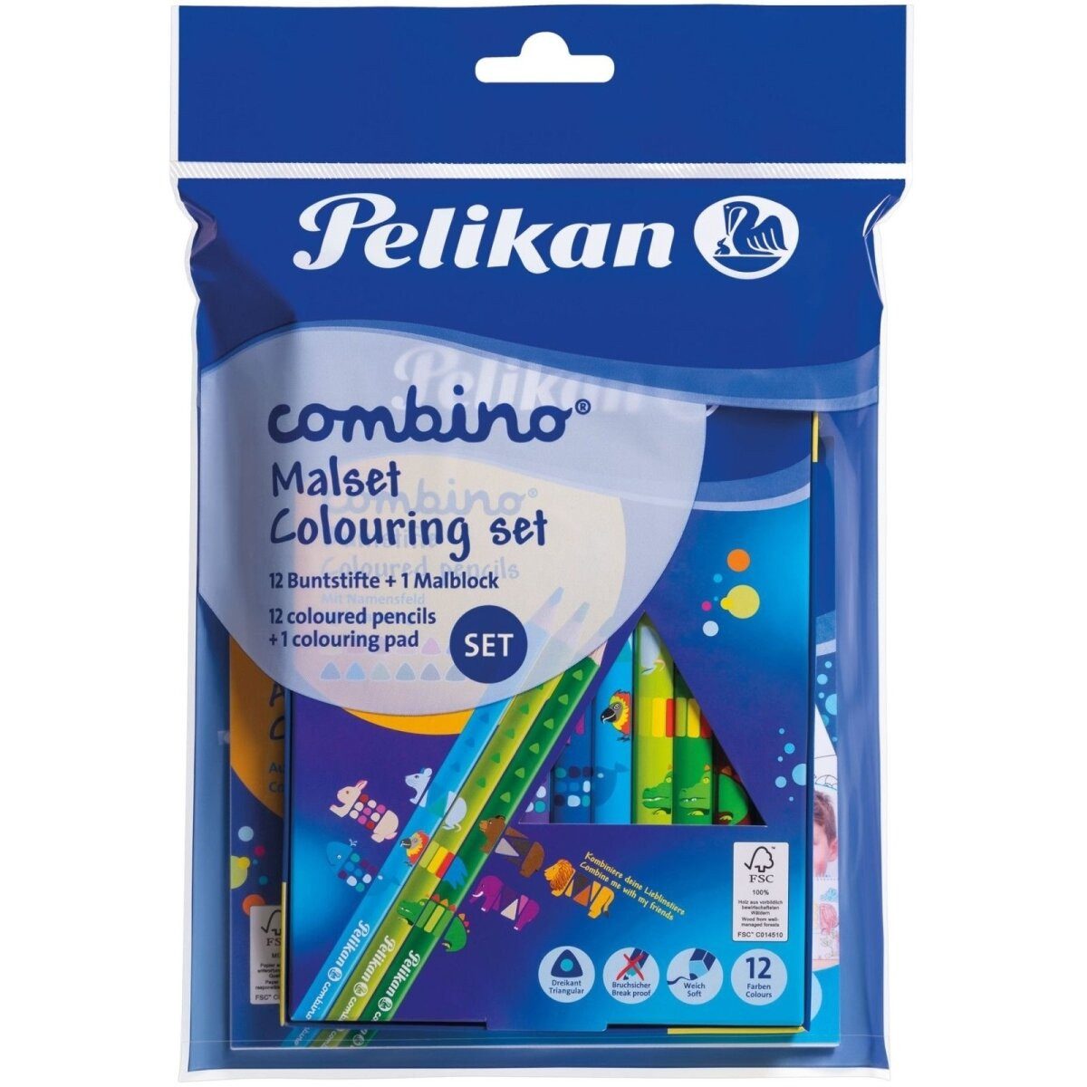 Pelikan Buntstift Ausmal-Set Combino 12 Buntstifte + Malblock