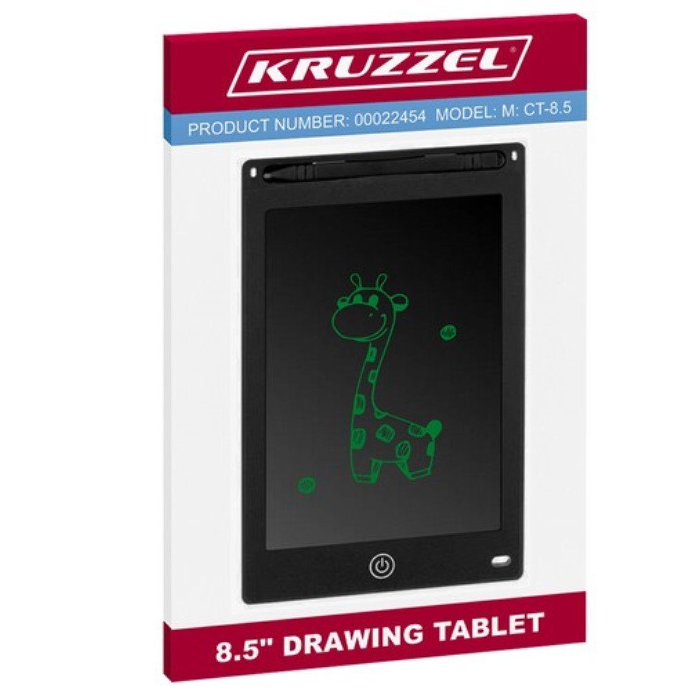 KRUZZEL Zaubertafel SKINBOOK Zeichentablett L 8,5" - Neopren, Tragbar, Umweltfreundlich, (Zeichentablett Set für kreative Nutzung, Notizen und Skizzen, Zeichentablett, Stift, CR 2025 Batterie, Trageband-Loch, Farbe Schwarz), Ultradünnes Design, umweltfreundlich, staubfrei, tragbar