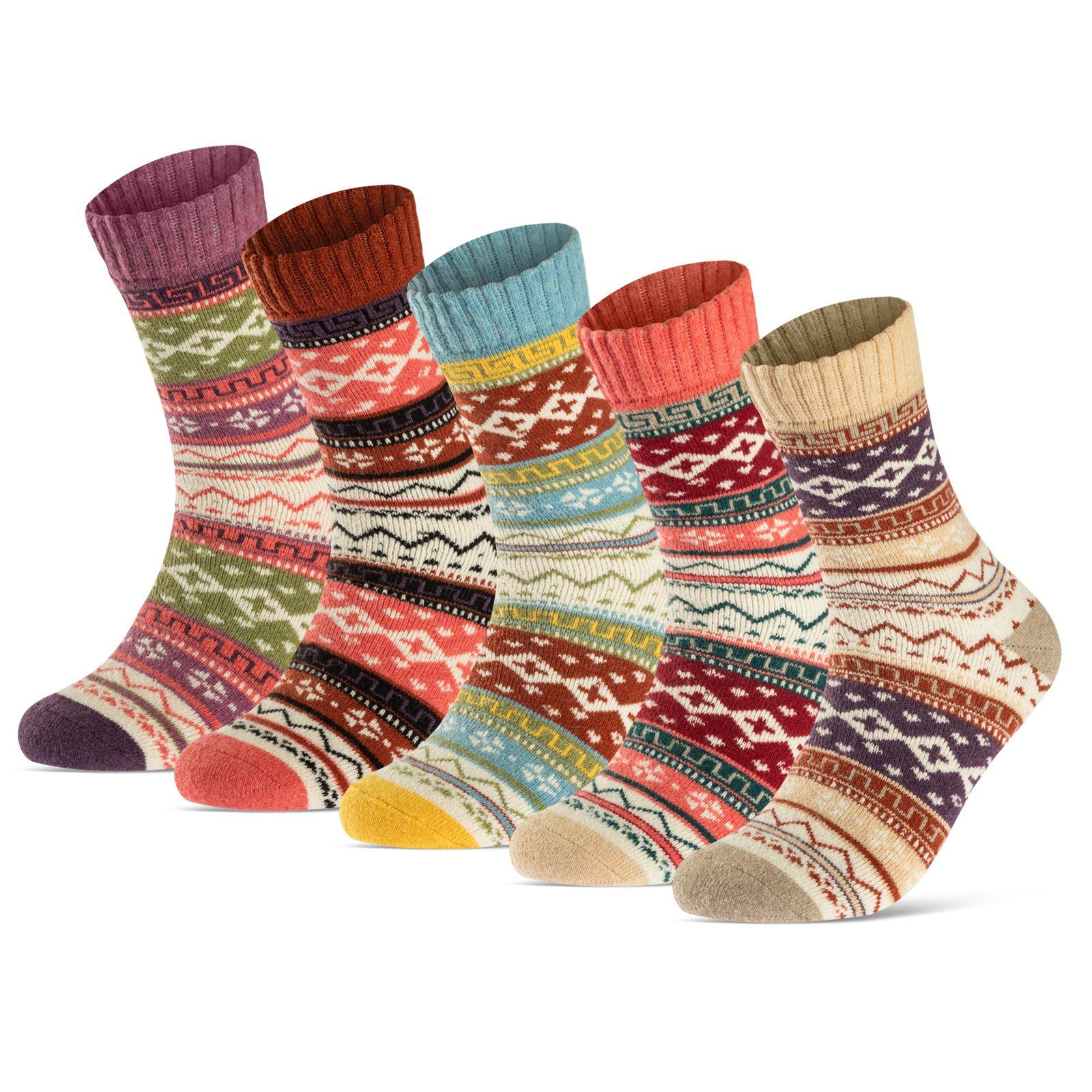 sockenkauf24 Thermosocken 5 Paar Damen & Herren dicke warme Wollsocken Innenfrottee Wintersocken