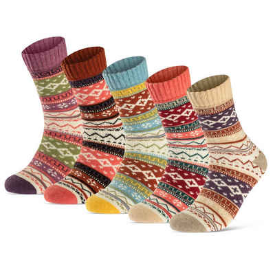 sockenkauf24 Thermosocken 5 Paar Damen & Herren dicke warme Wollsocken Innenfrottee Зимові шкарпетки WP